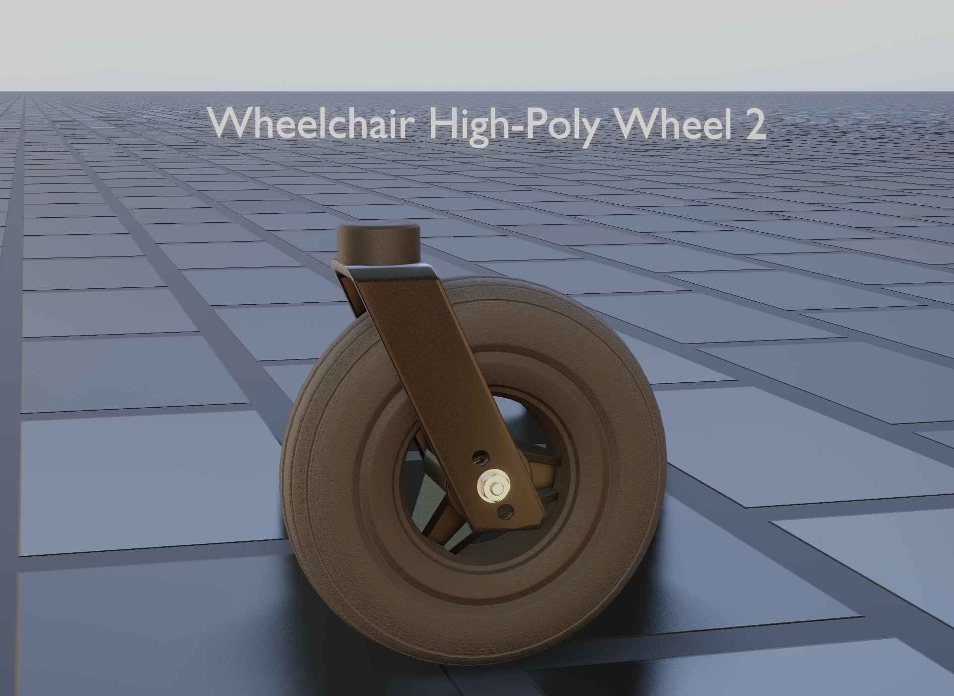 Wheelchair small front wheel 2 with procedural PBR material 3D model_10