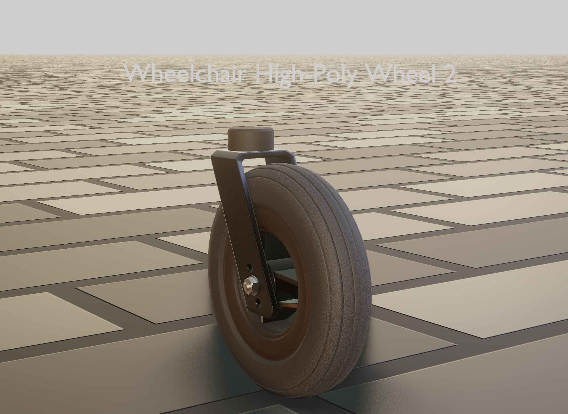 Wheelchair small front wheel 2 with procedural PBR material 3D model_64