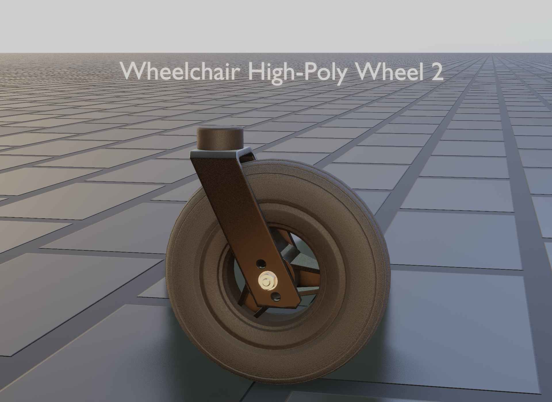 Wheelchair small front wheel 2 with procedural PBR material 3D model_49
