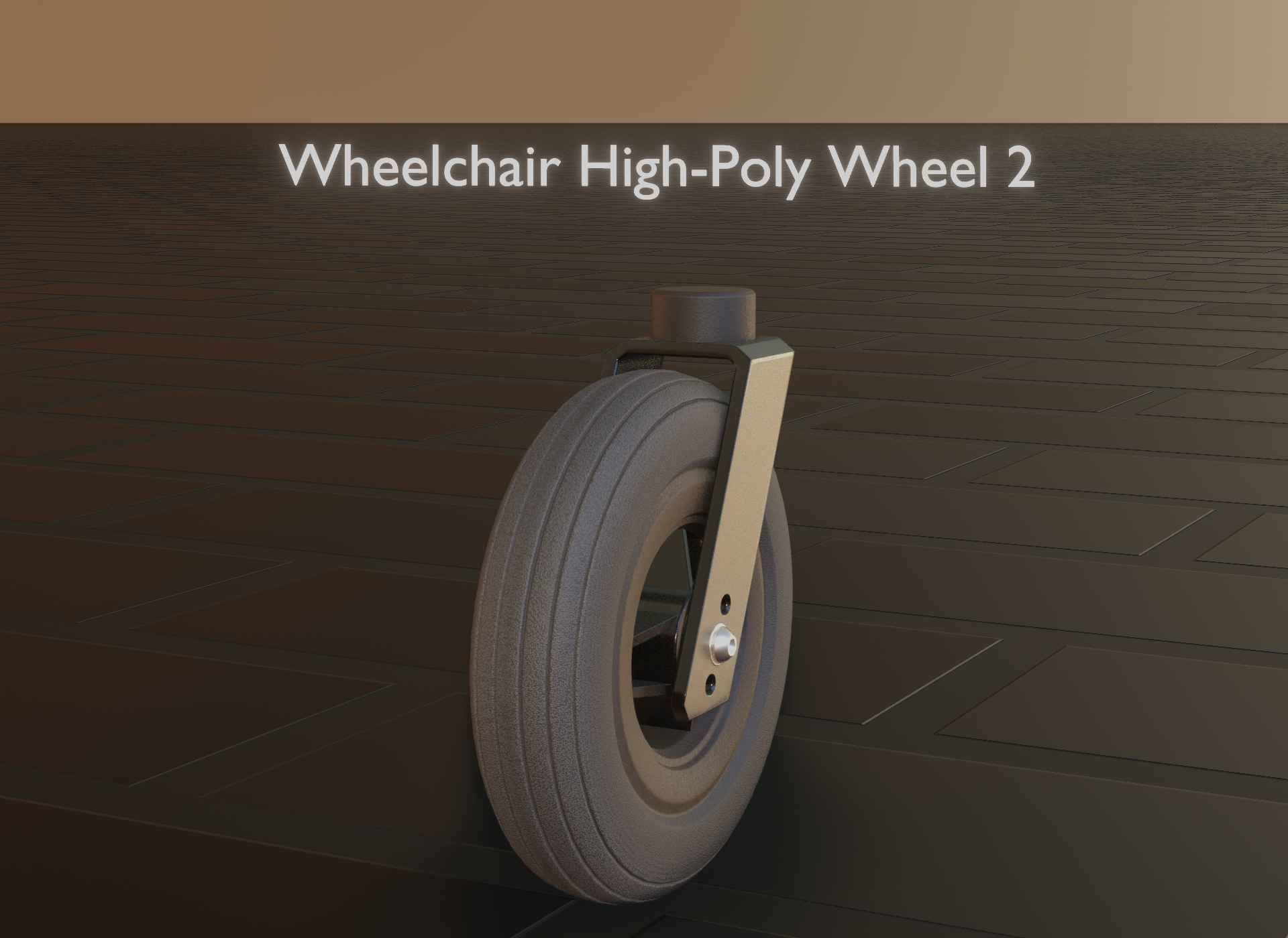 Wheelchair small front wheel 2 with procedural PBR material 3D model_106