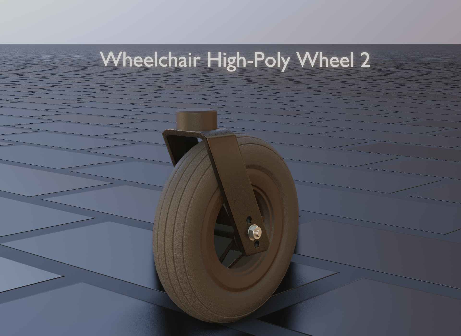 Wheelchair small front wheel 2 with procedural PBR material 3D model_55