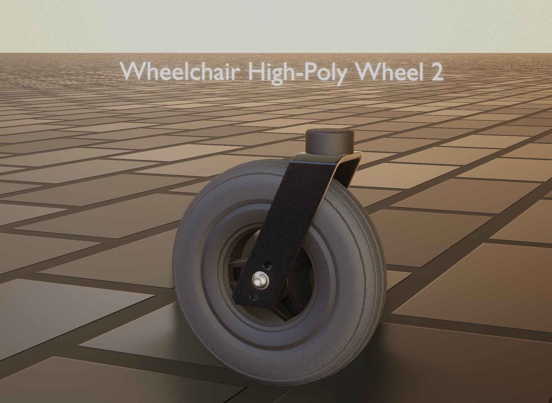 Wheelchair small front wheel 2 with procedural PBR material 3D model_59