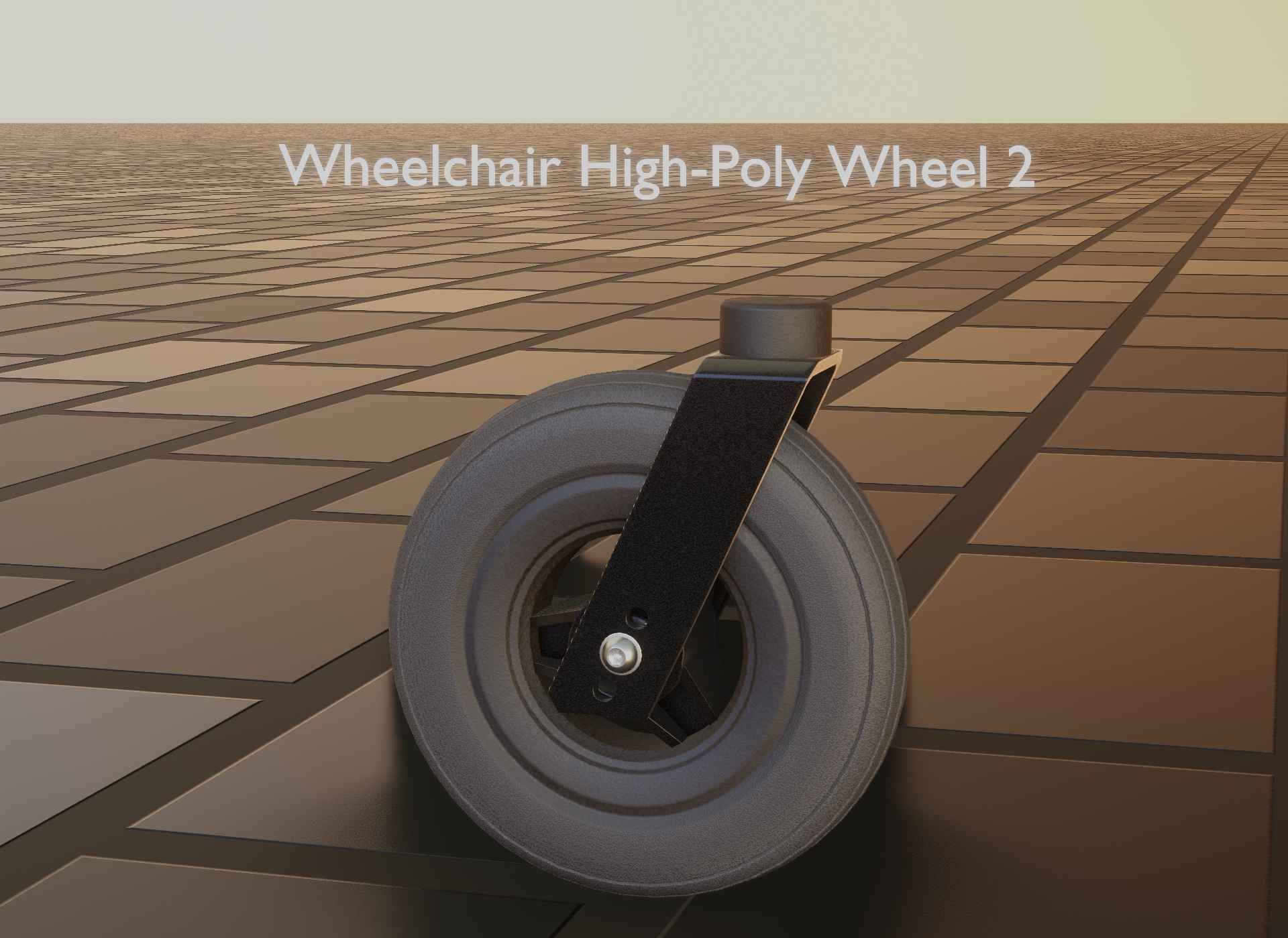 Wheelchair small front wheel 2 with procedural PBR material 3D model_58