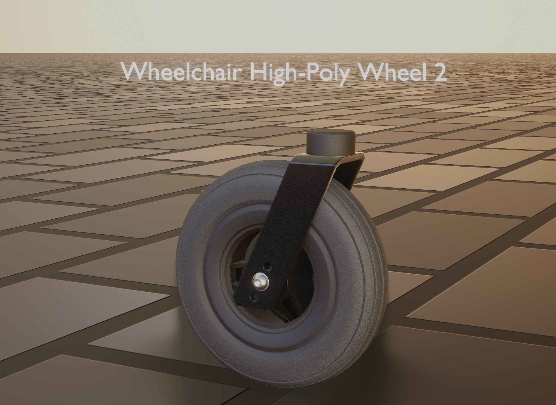 Wheelchair small front wheel 2 with procedural PBR material 3D model_57
