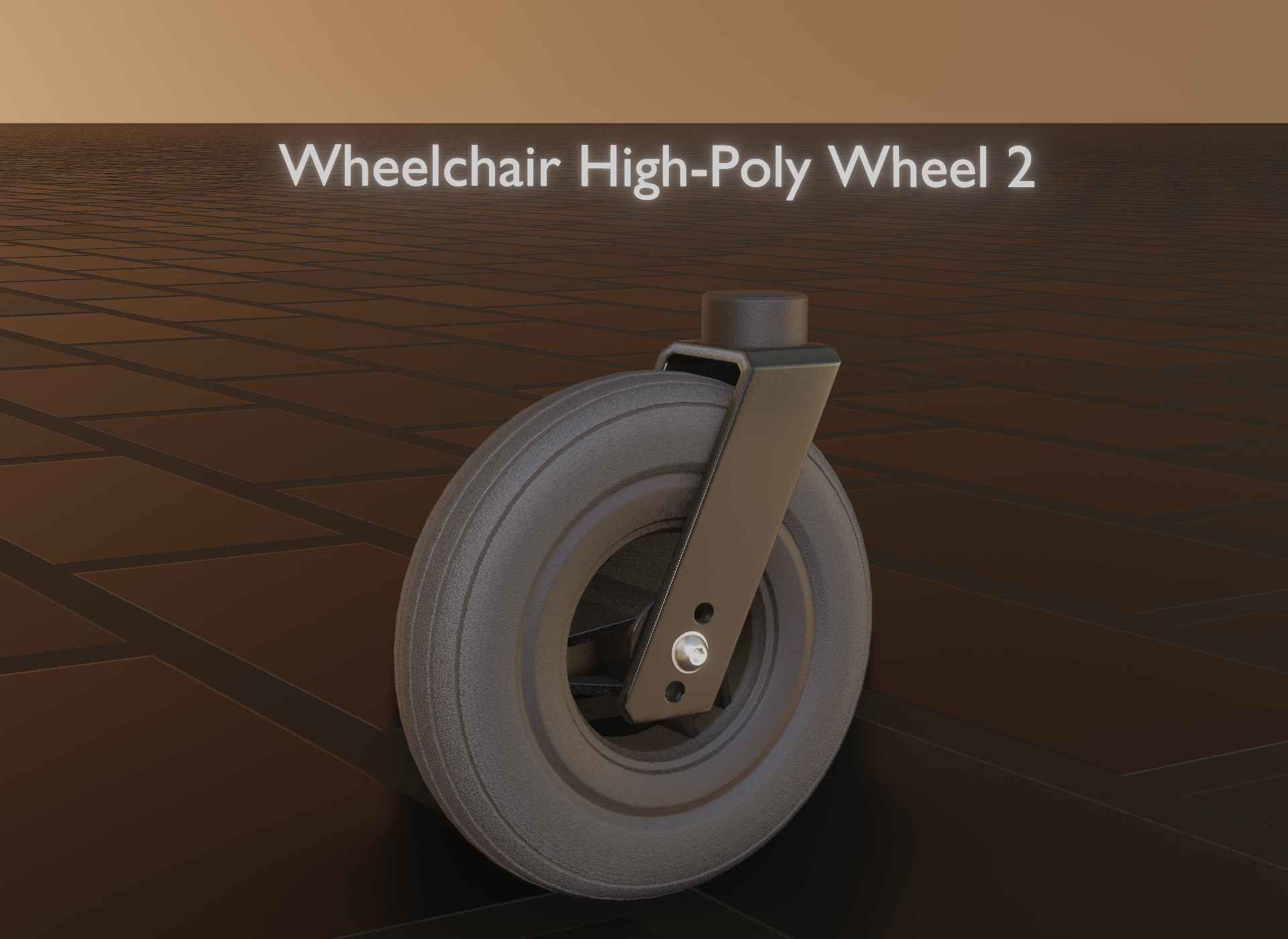 Wheelchair small front wheel 2 with procedural PBR material 3D model_111