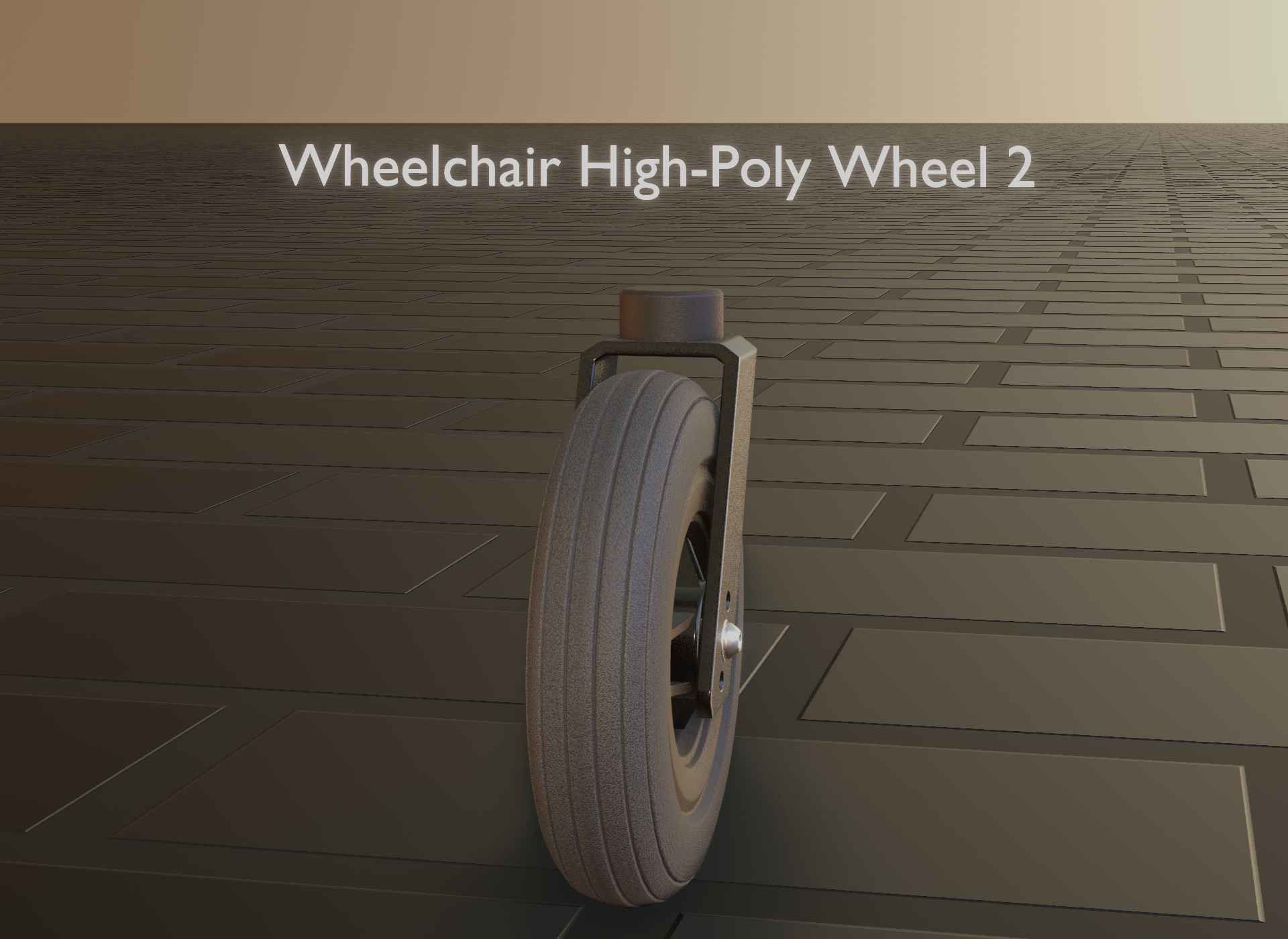 Wheelchair small front wheel 2 with procedural PBR material 3D model_91