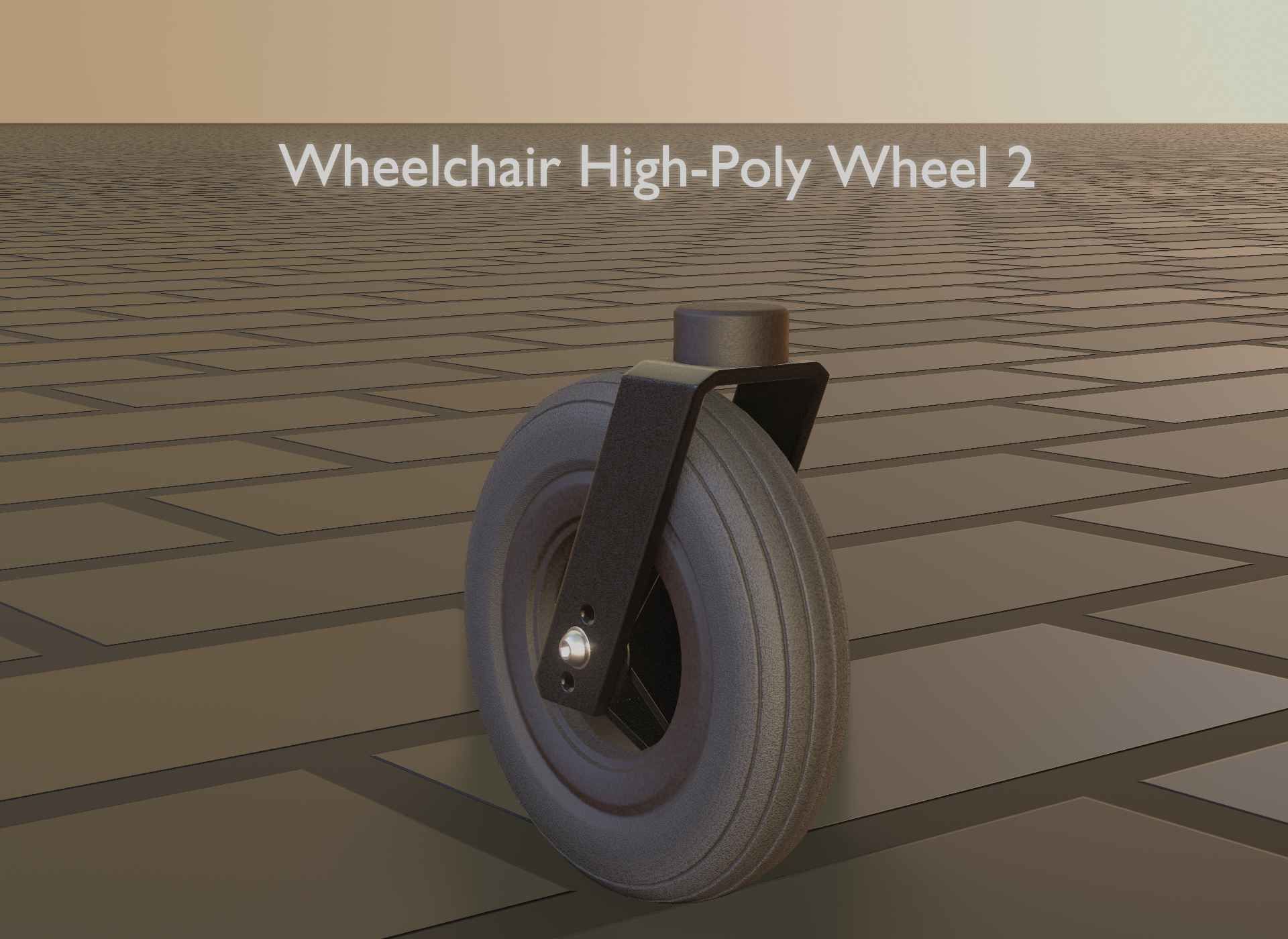 Wheelchair small front wheel 2 with procedural PBR material 3D model_88