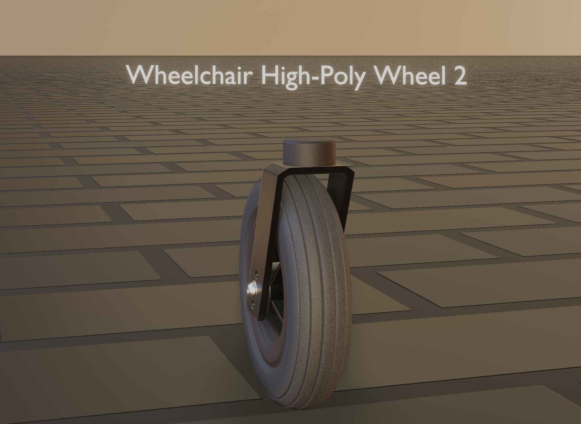Wheelchair small front wheel 2 with procedural PBR material 3D model_44