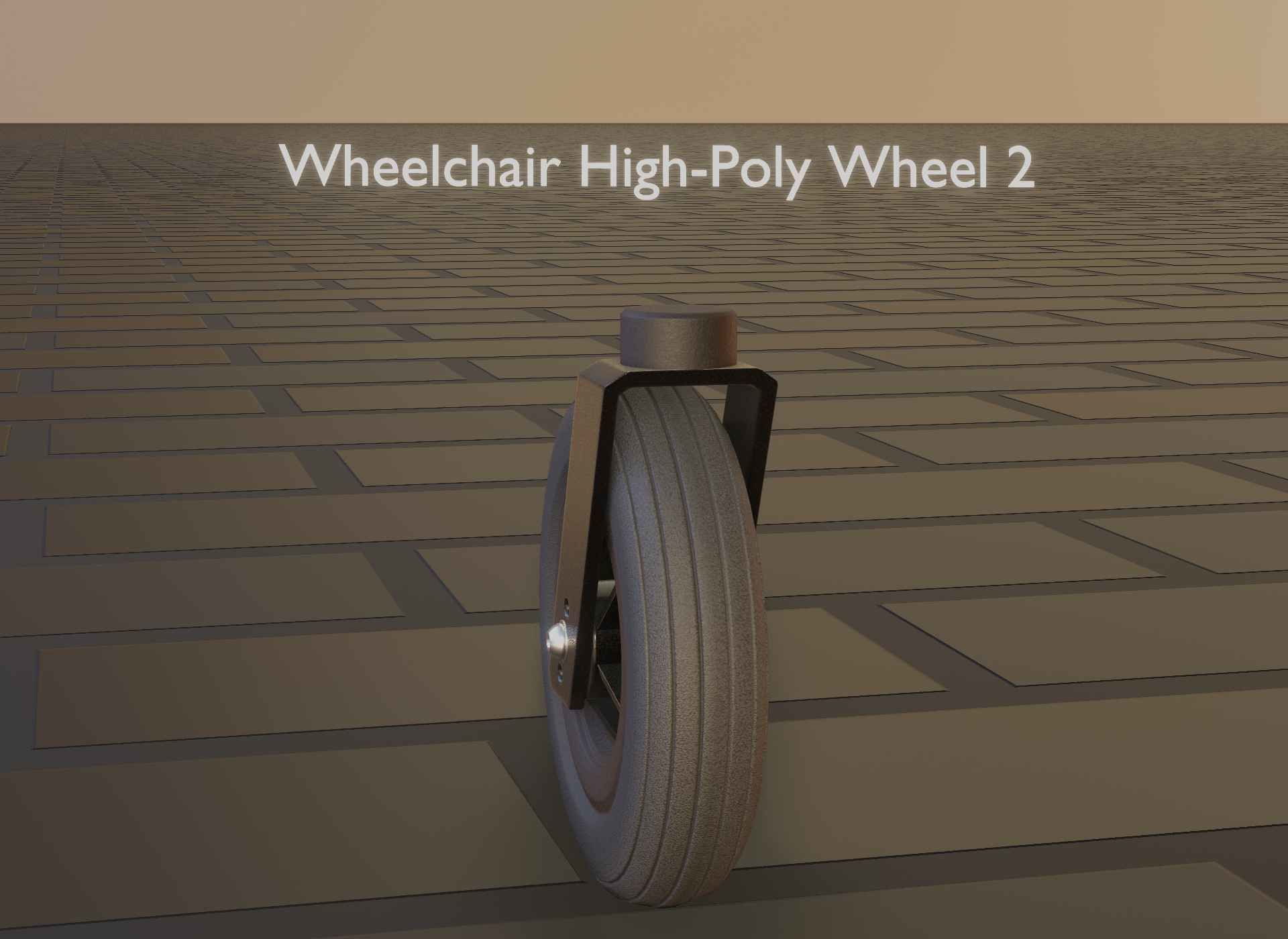 Wheelchair small front wheel 2 with procedural PBR material 3D model_23