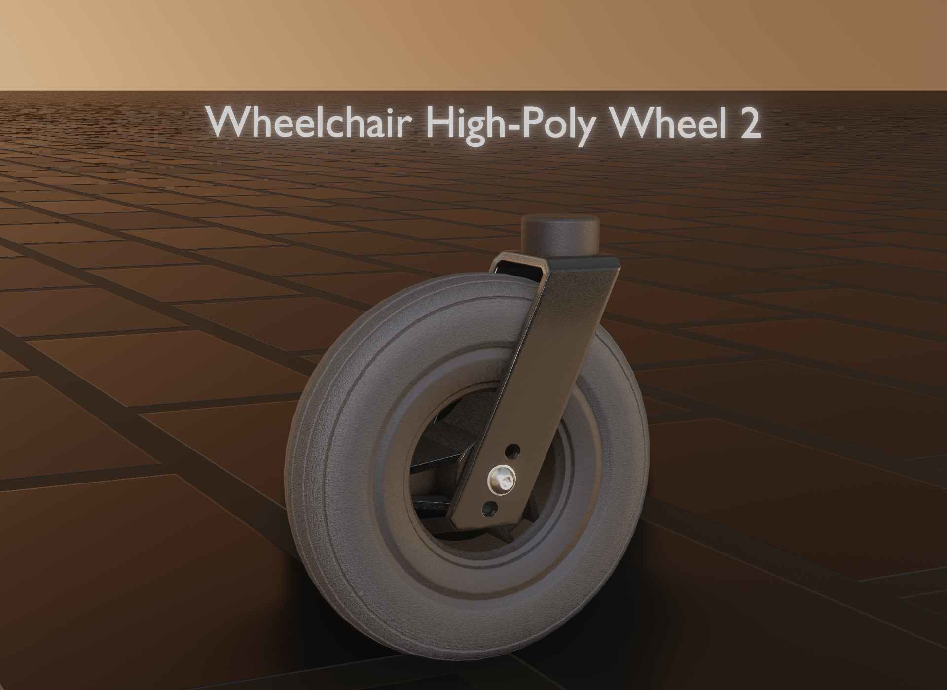 Wheelchair small front wheel 2 with procedural PBR material 3D model_117