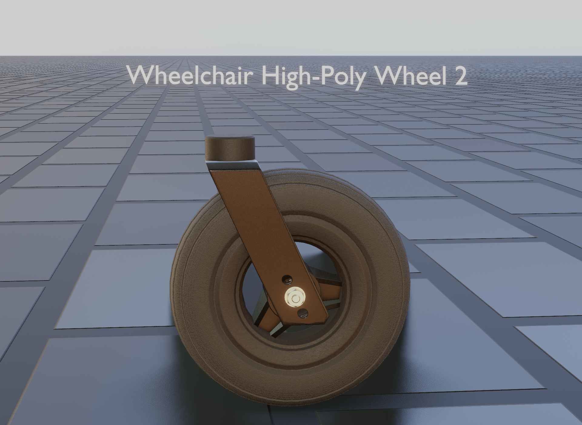 Wheelchair small front wheel 2 with procedural PBR material 3D model_15