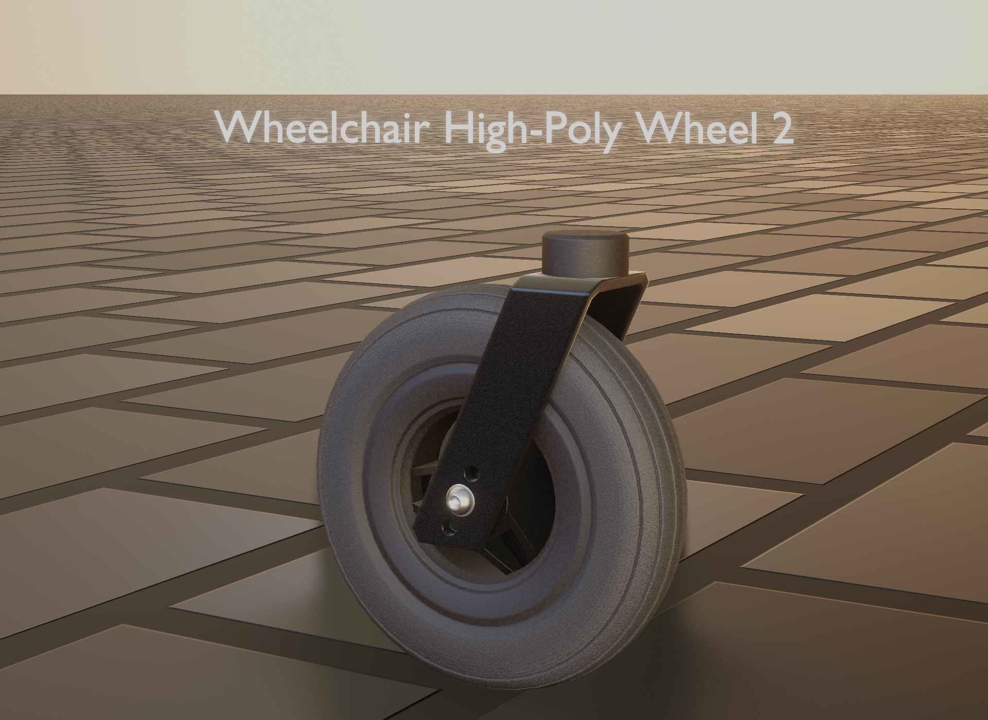 Wheelchair small front wheel 2 with procedural PBR material 3D model_82
