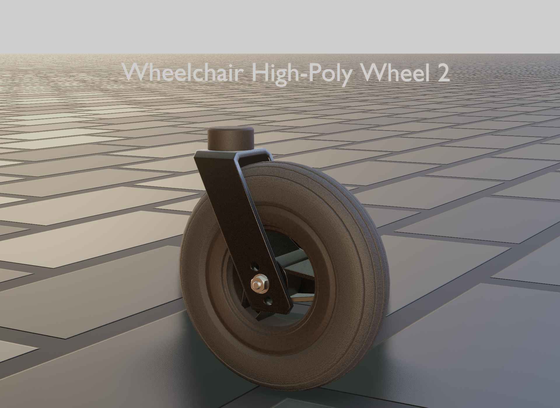 Wheelchair small front wheel 2 with procedural PBR material 3D model_66