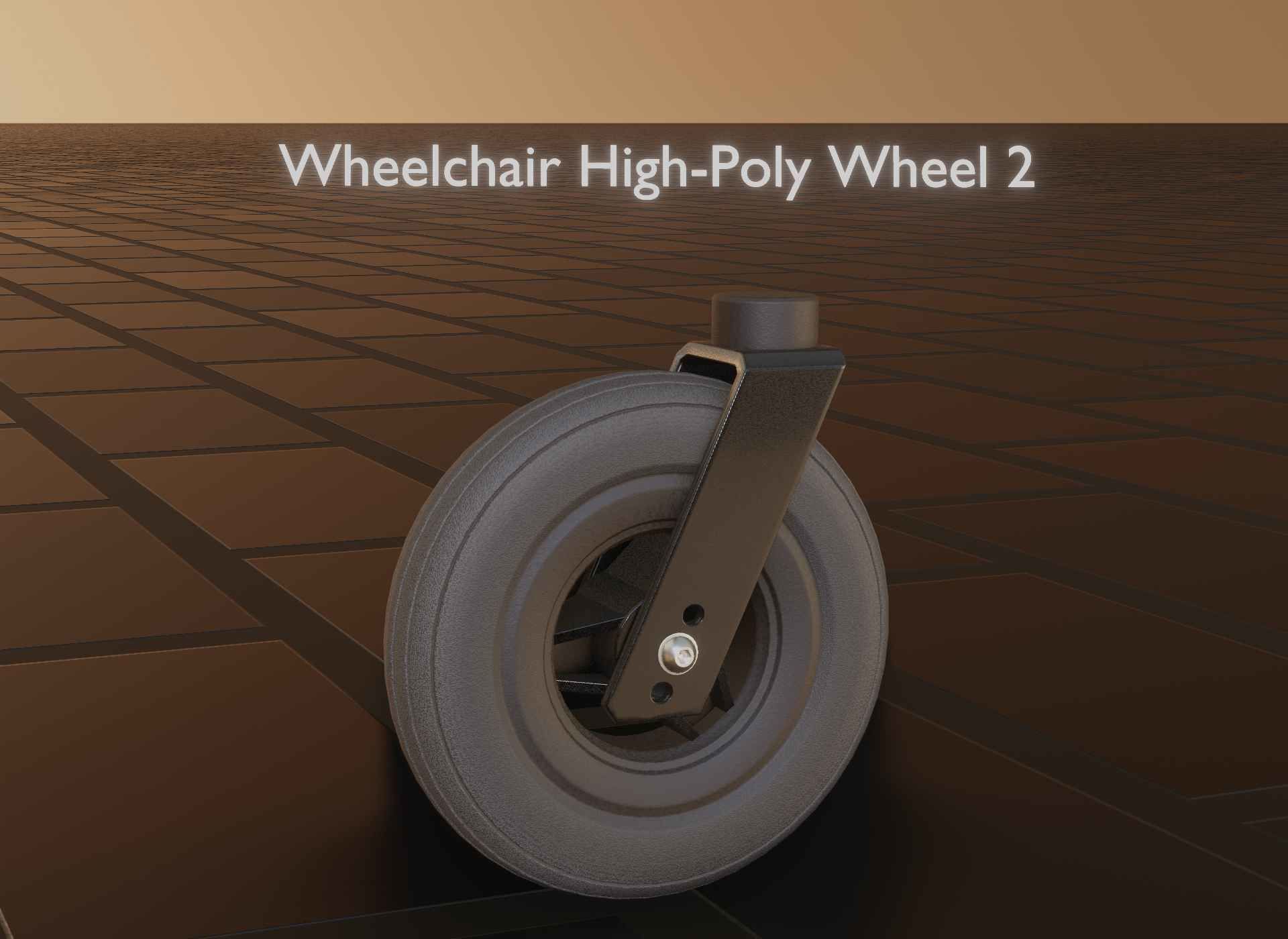 Wheelchair small front wheel 2 with procedural PBR material 3D model_124