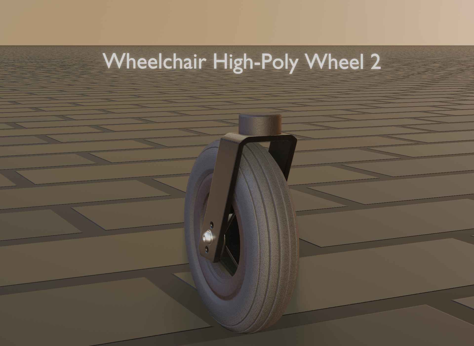 Wheelchair small front wheel 2 with procedural PBR material 3D model_86