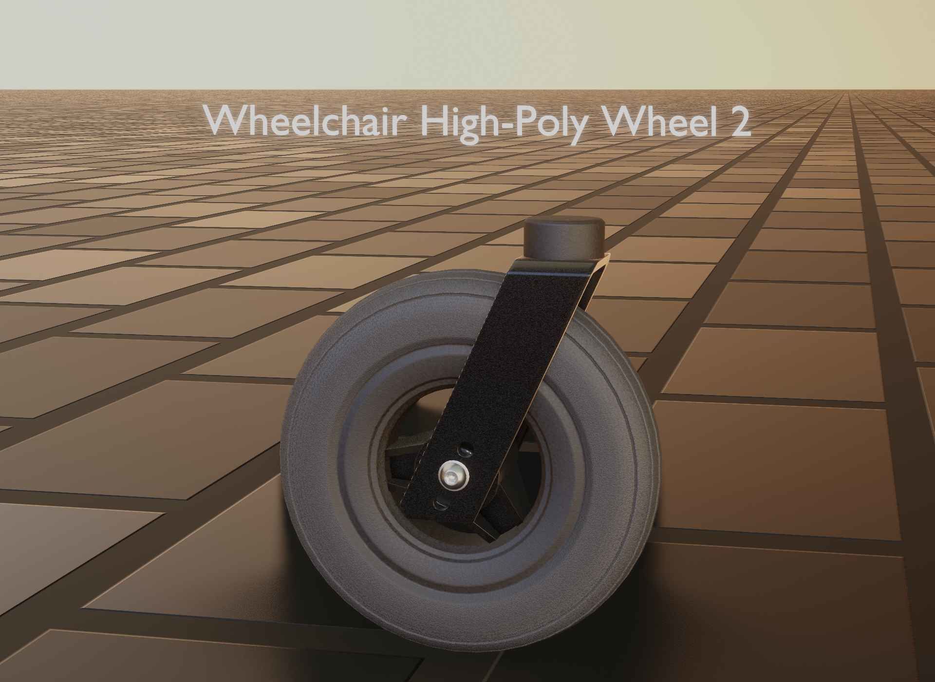 Wheelchair small front wheel 2 with procedural PBR material 3D model_62