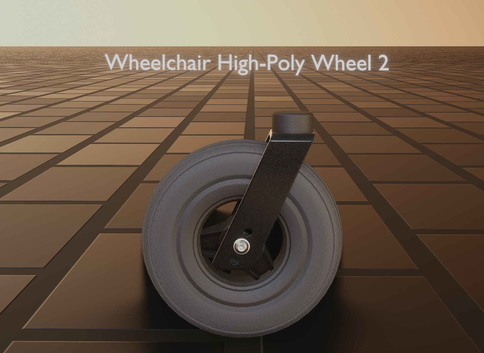 Wheelchair small front wheel 2 with procedural PBR material 3D model_61