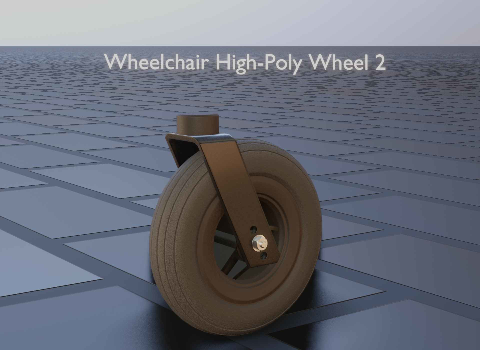 Wheelchair small front wheel 2 with procedural PBR material 3D model_43