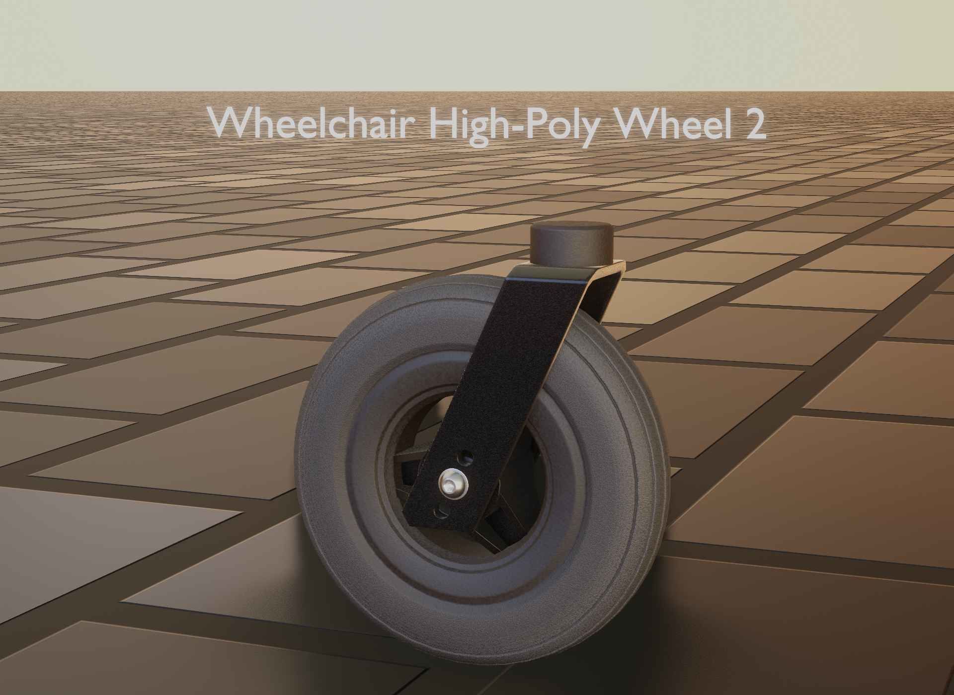 Wheelchair small front wheel 2 with procedural PBR material 3D model_72