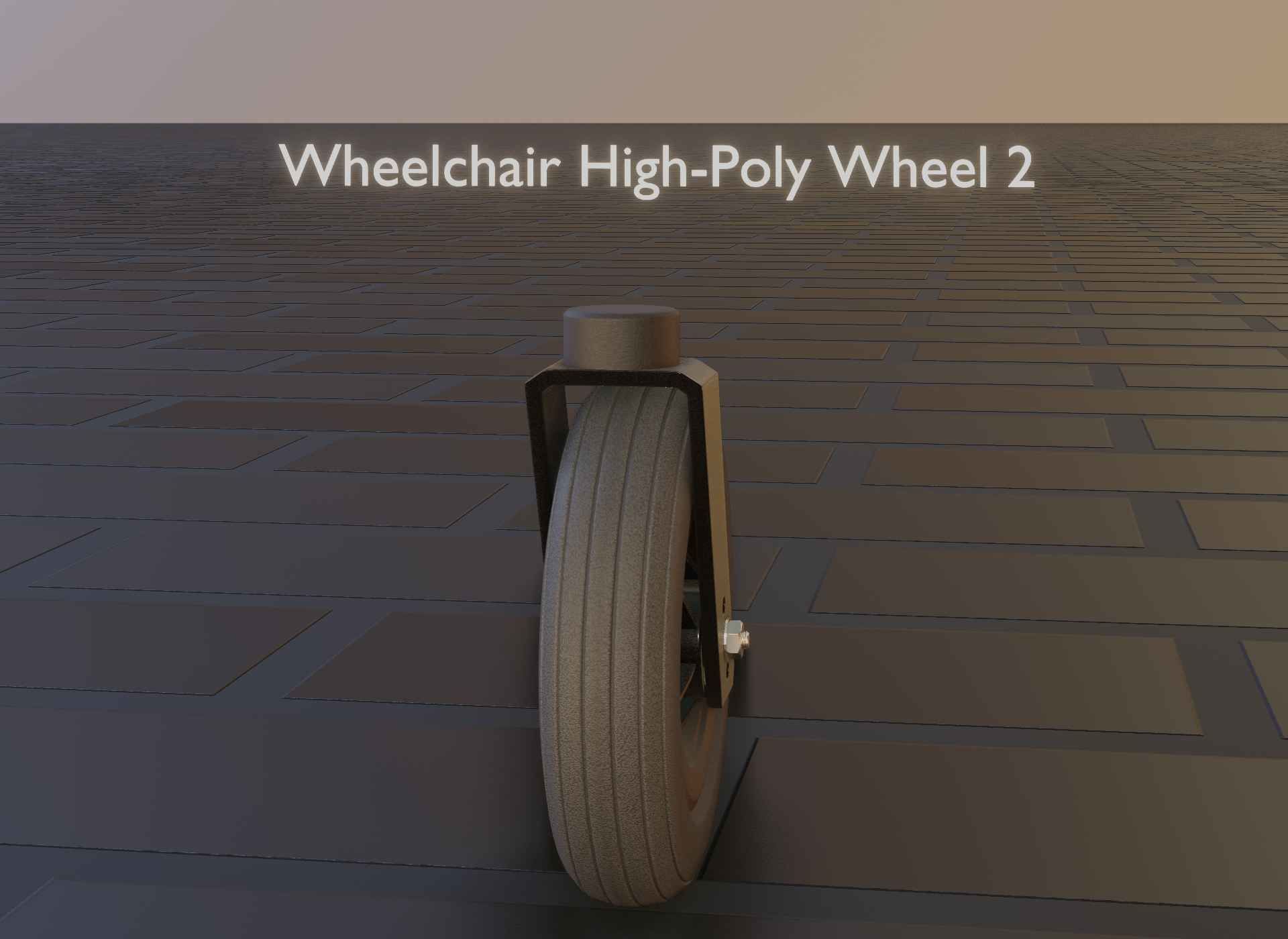 Wheelchair small front wheel 2 with procedural PBR material 3D model_45