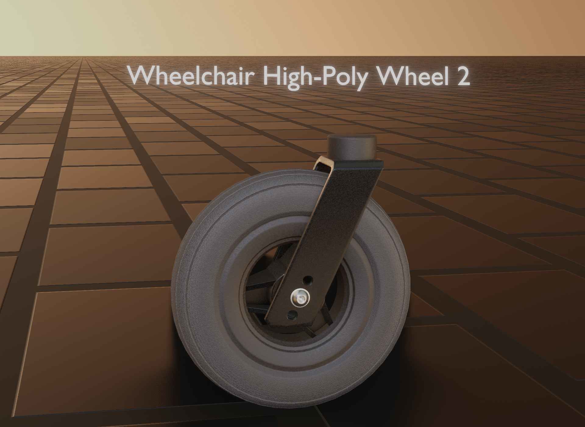 Wheelchair small front wheel 2 with procedural PBR material 3D model_122