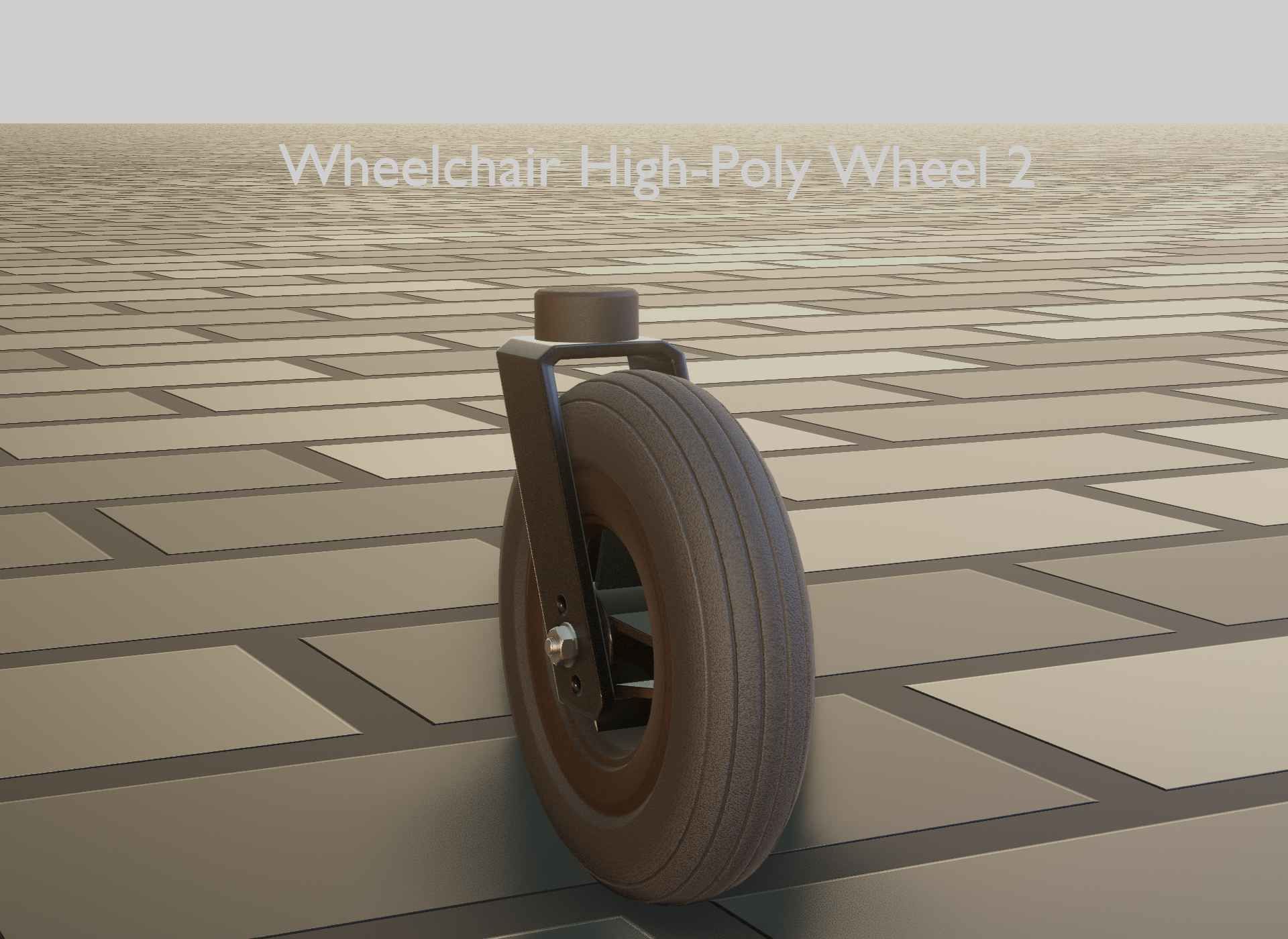 Wheelchair small front wheel 2 with procedural PBR material 3D model_68