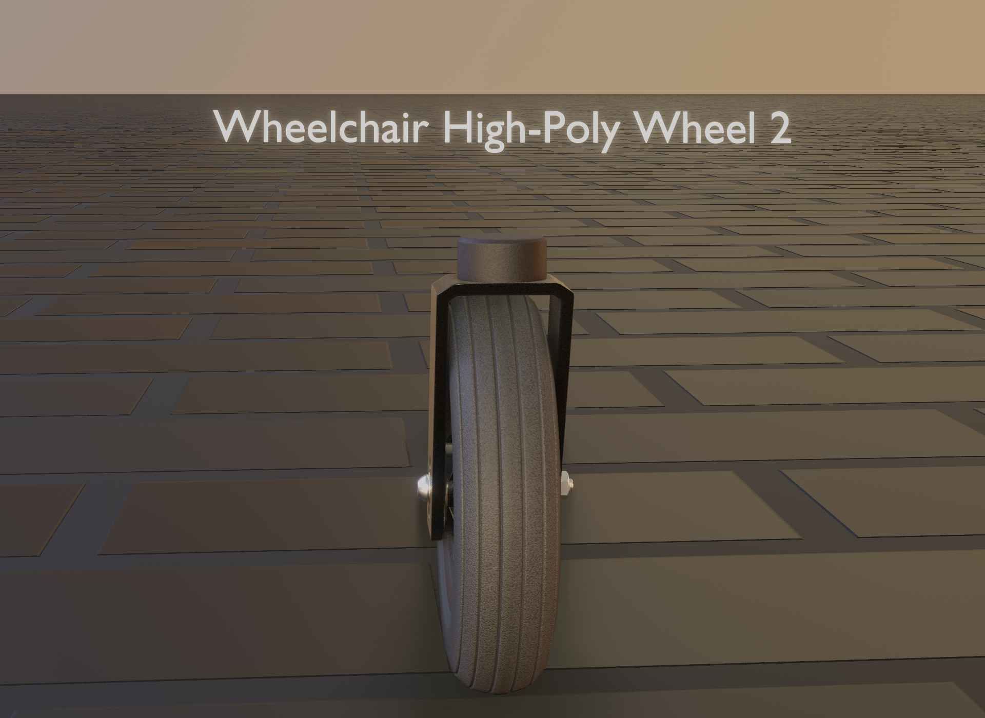 Wheelchair small front wheel 2 with procedural PBR material 3D model_26