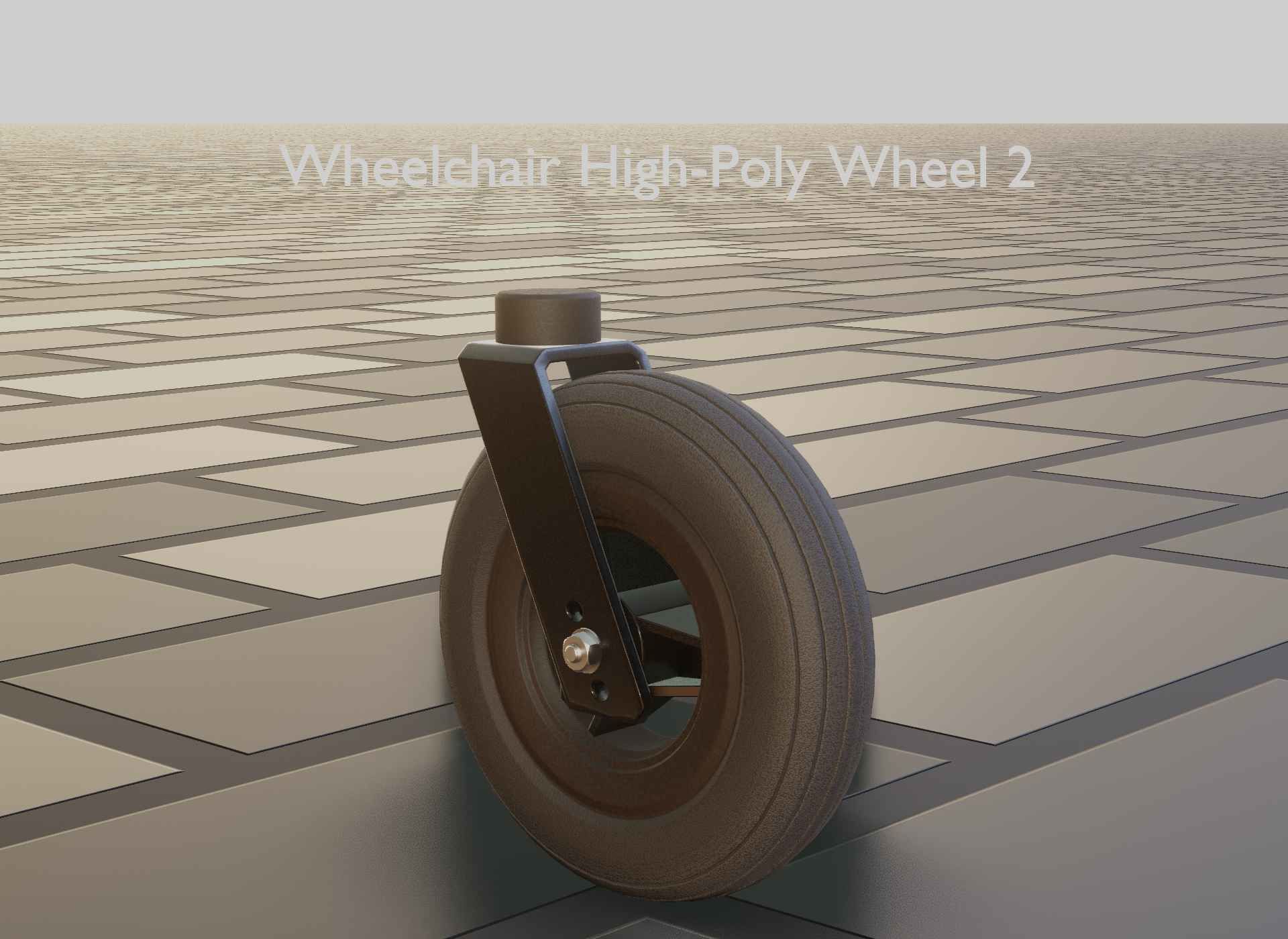 Wheelchair small front wheel 2 with procedural PBR material 3D model_87