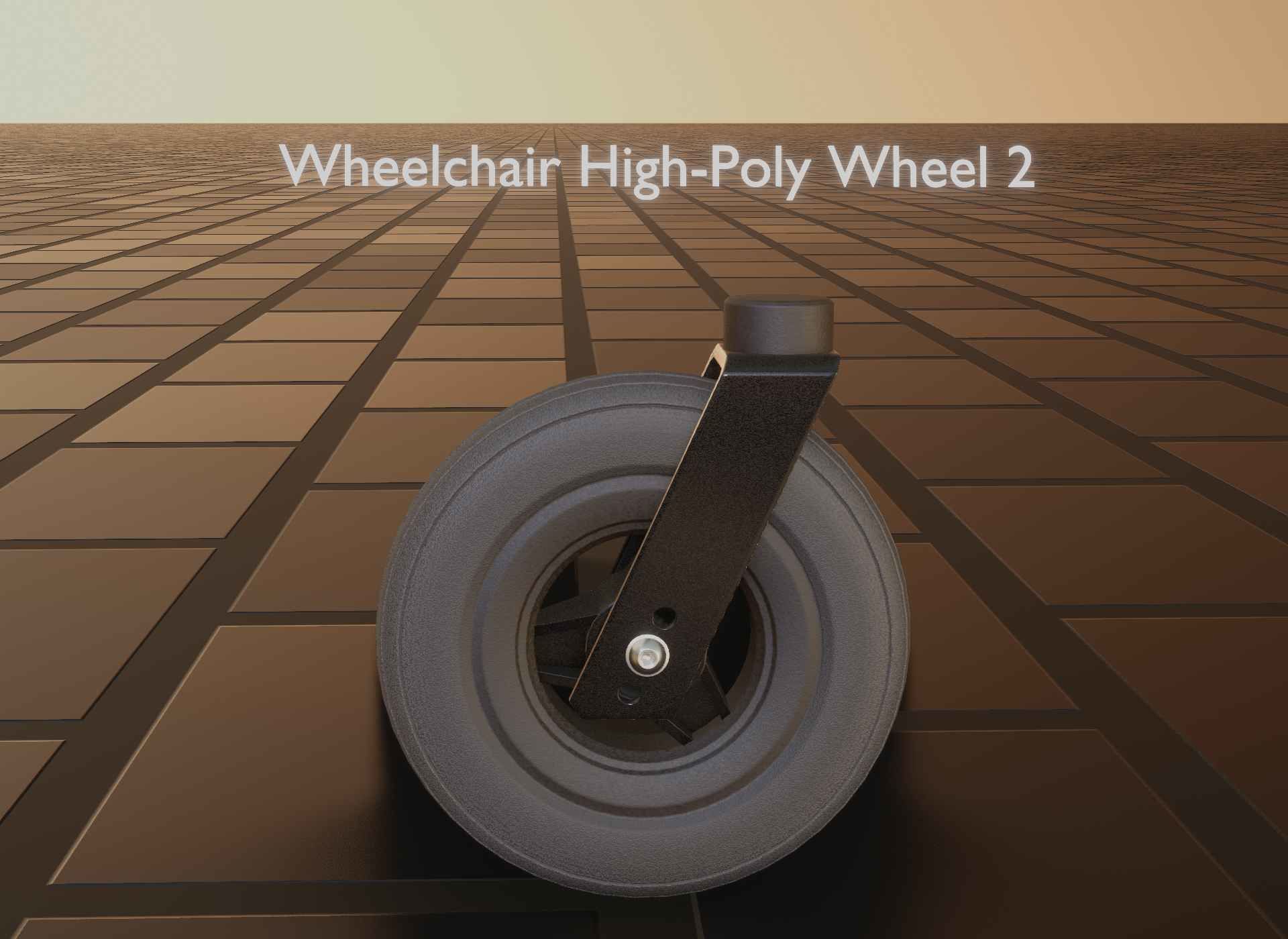 Wheelchair small front wheel 2 with procedural PBR material 3D model_127