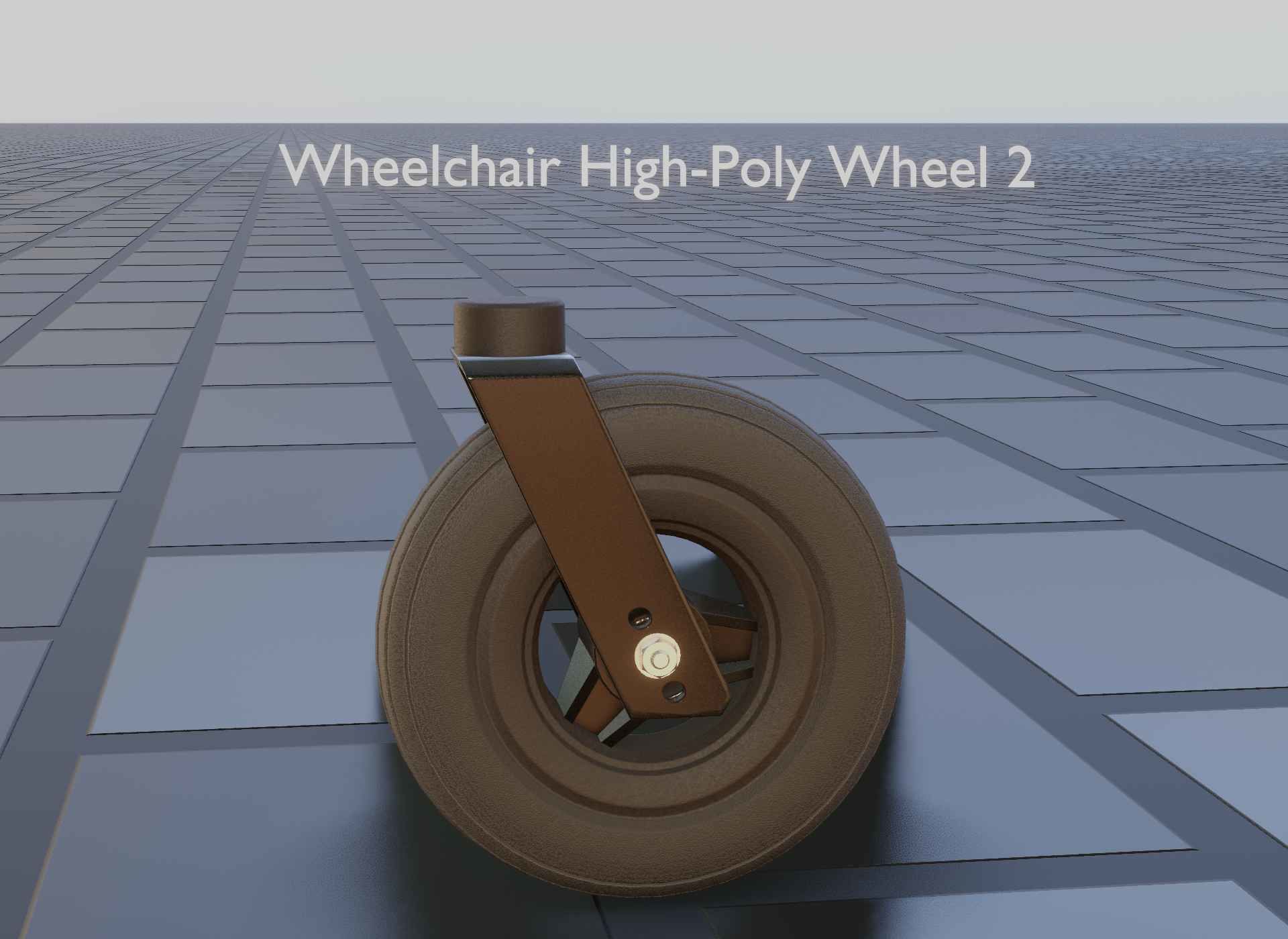 Wheelchair small front wheel 2 with procedural PBR material 3D model_14