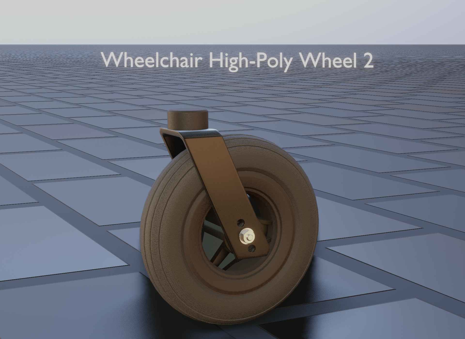 Wheelchair small front wheel 2 with procedural PBR material 3D model_32