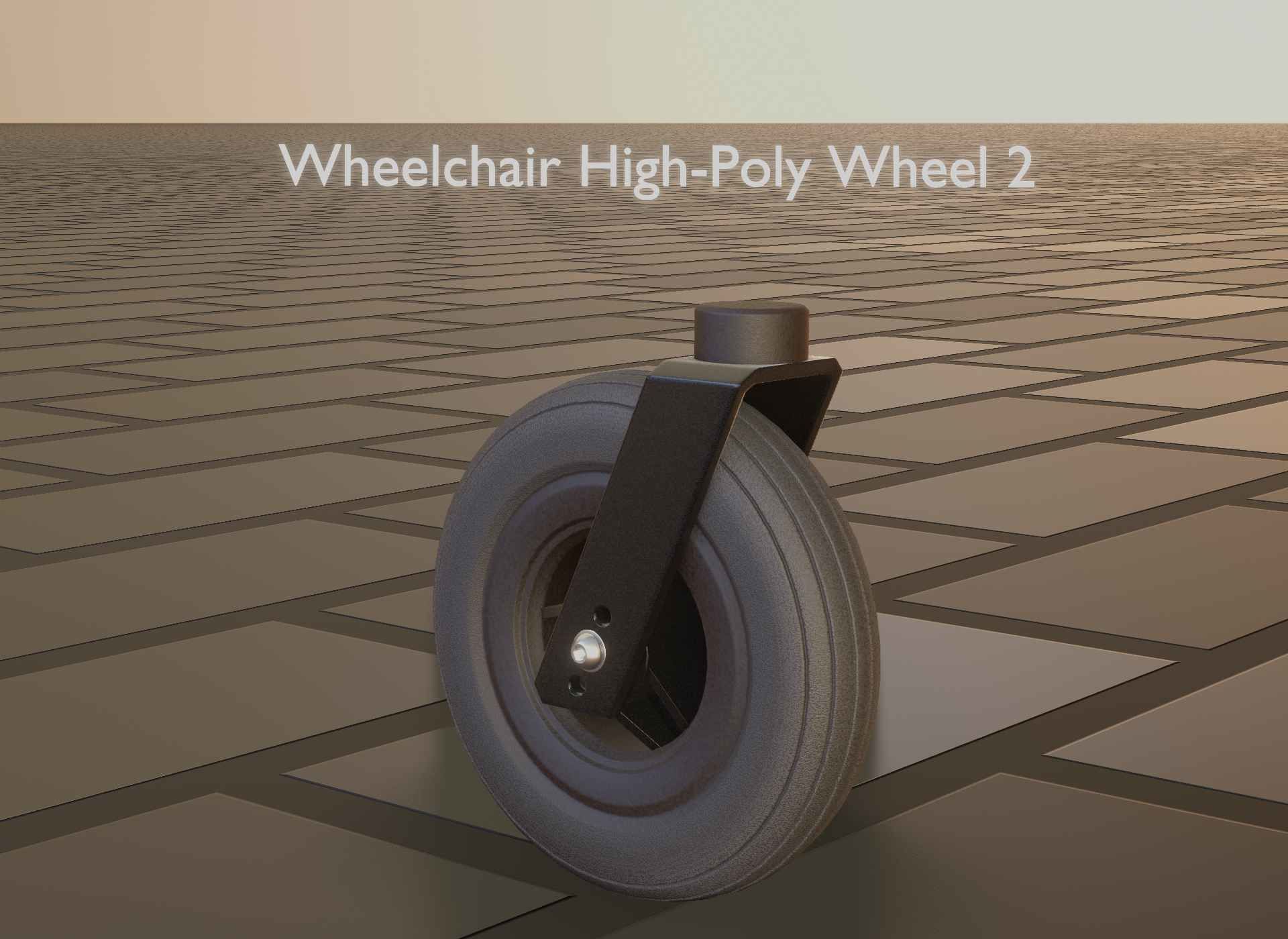 Wheelchair small front wheel 2 with procedural PBR material 3D model_75