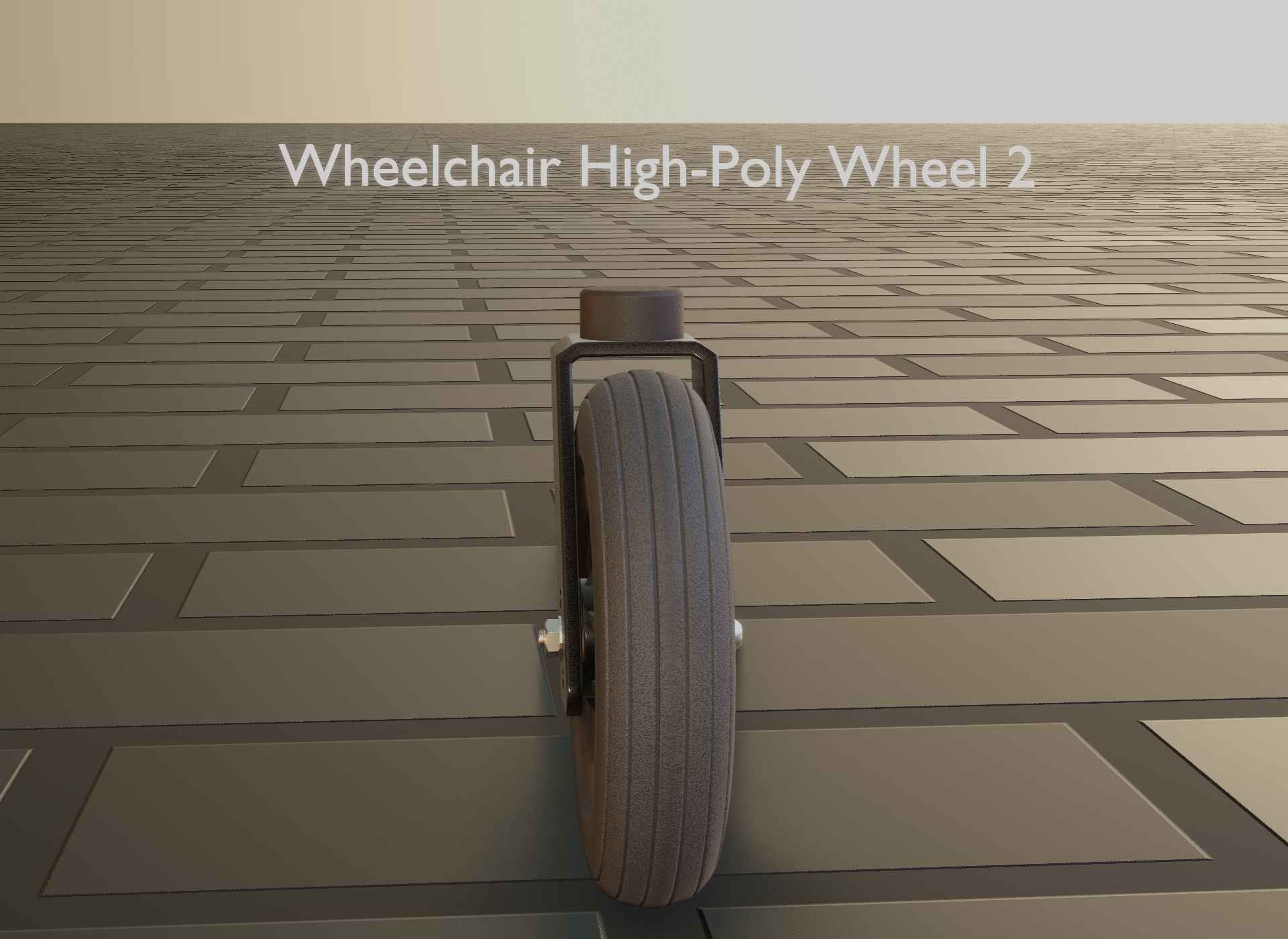 Wheelchair small front wheel 2 with procedural PBR material 3D model_94