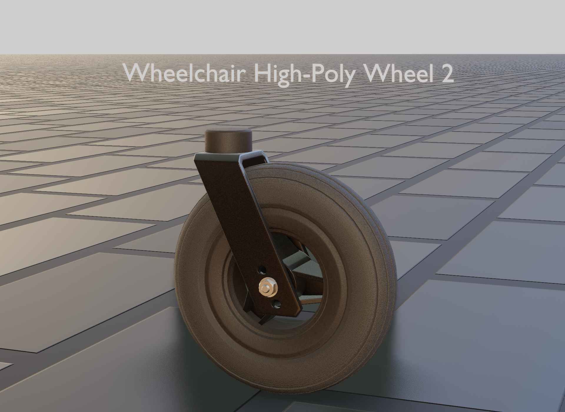 Wheelchair small front wheel 2 with procedural PBR material 3D model_53