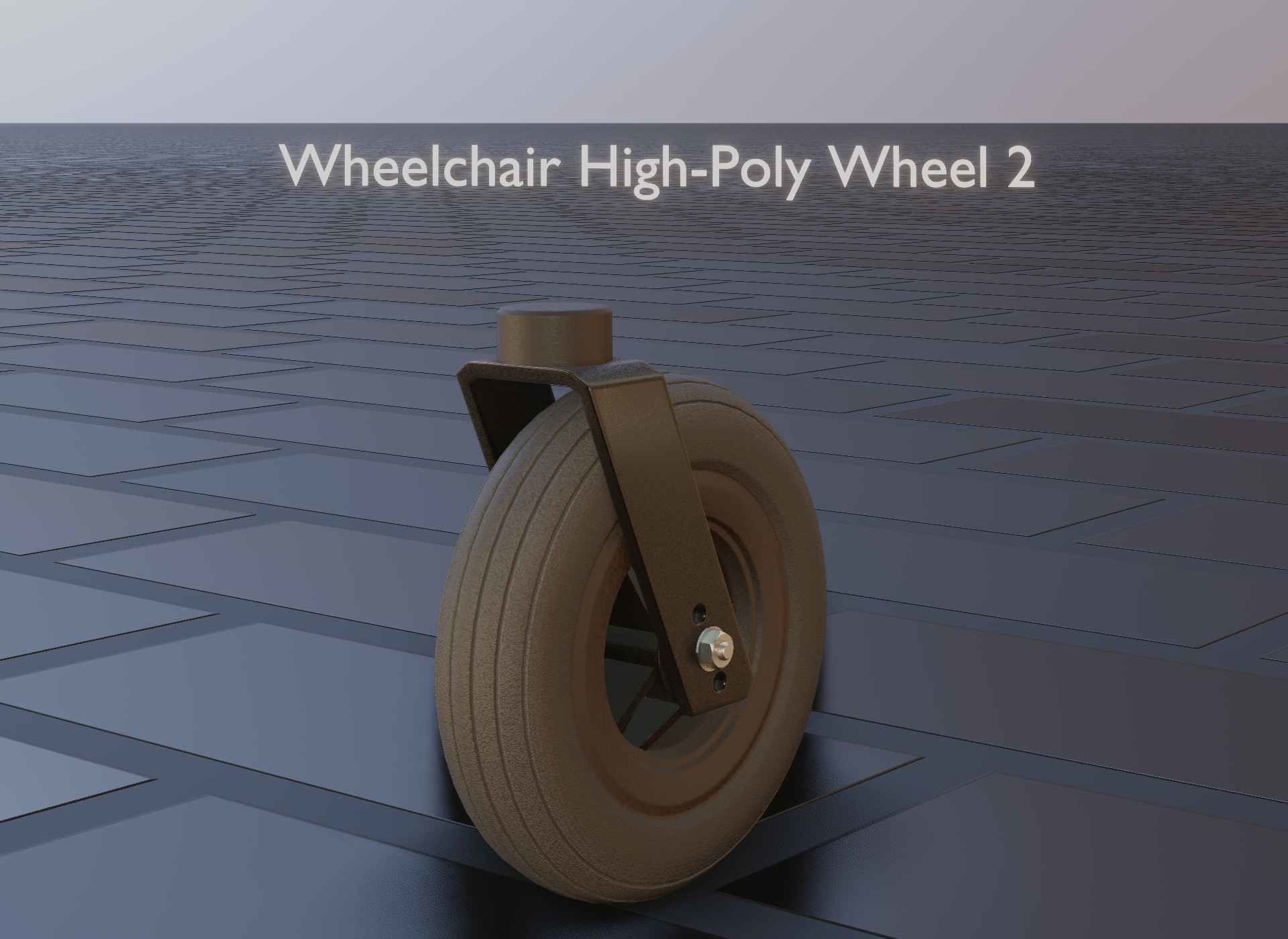 Wheelchair small front wheel 2 with procedural PBR material 3D model_48