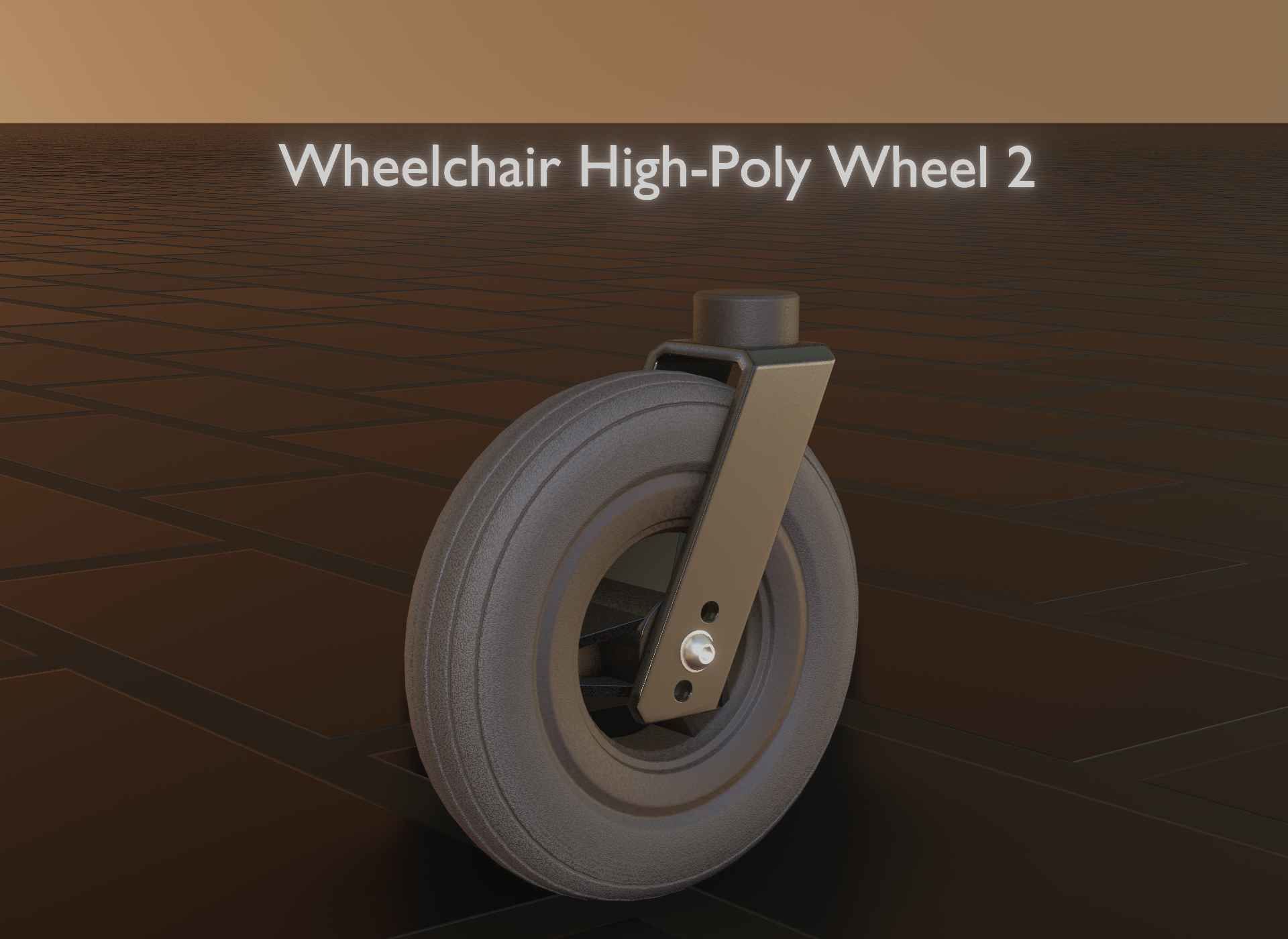 Wheelchair small front wheel 2 with procedural PBR material 3D model_114