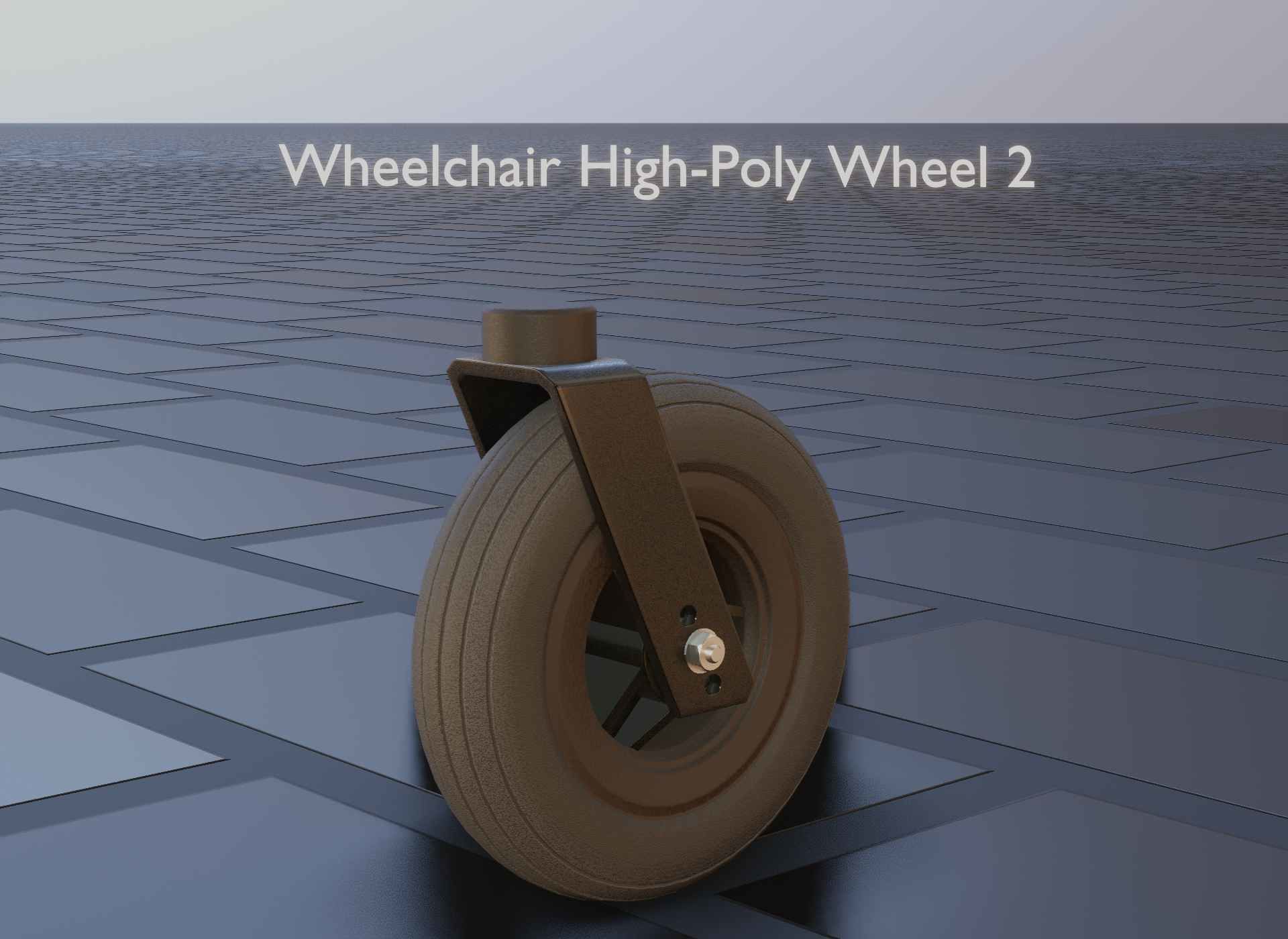 Wheelchair small front wheel 2 with procedural PBR material 3D model_8