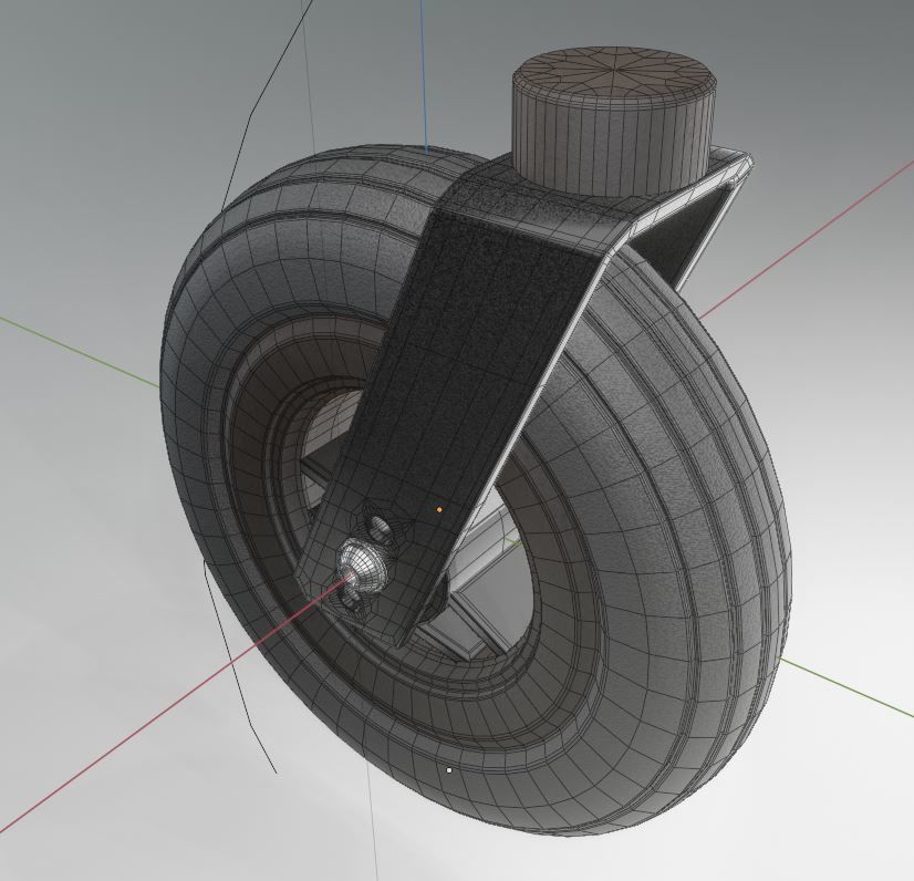 Wheelchair small front wheel 2 with procedural PBR material 3D model_3
