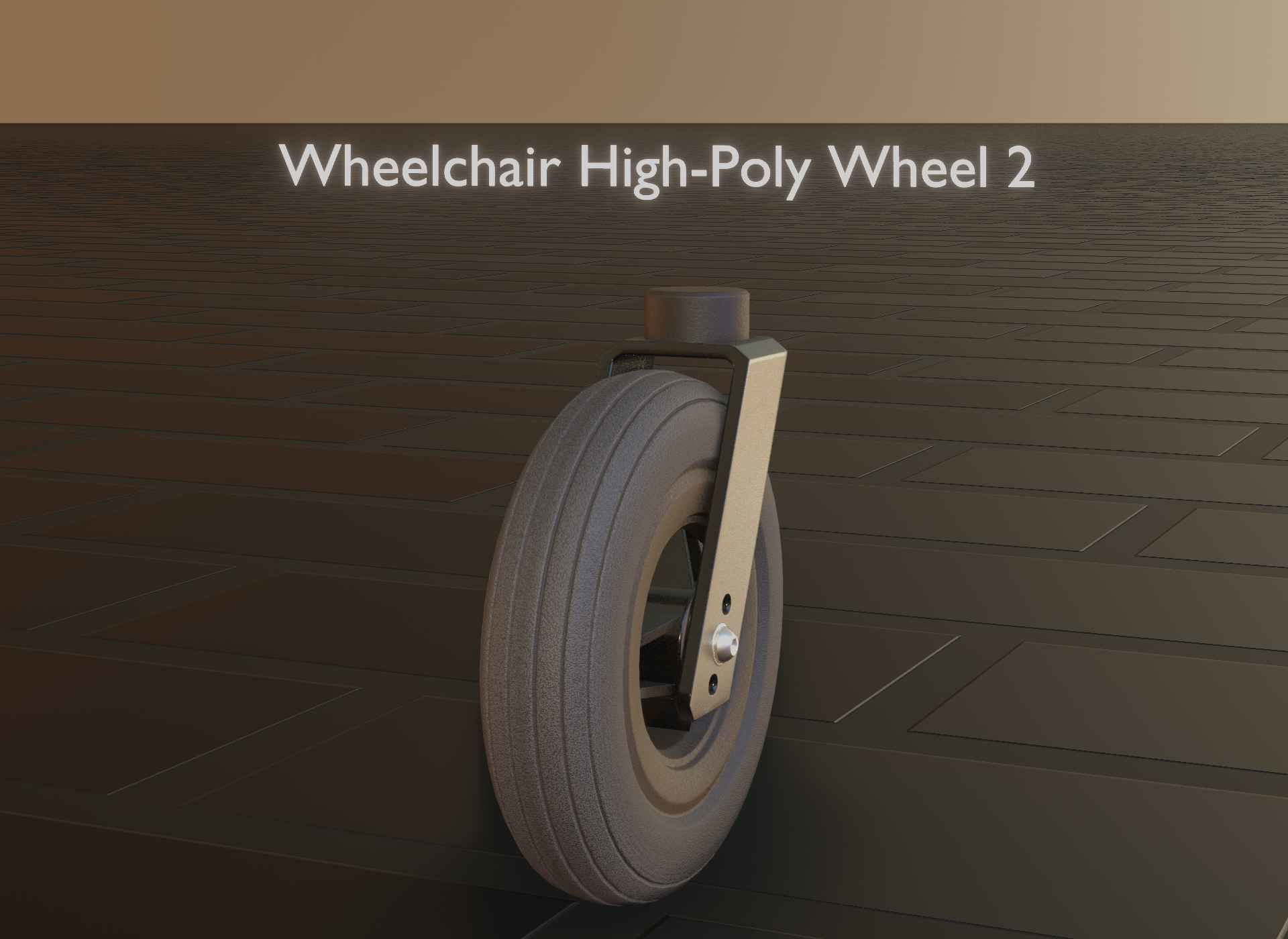 Wheelchair small front wheel 2 with procedural PBR material 3D model_110