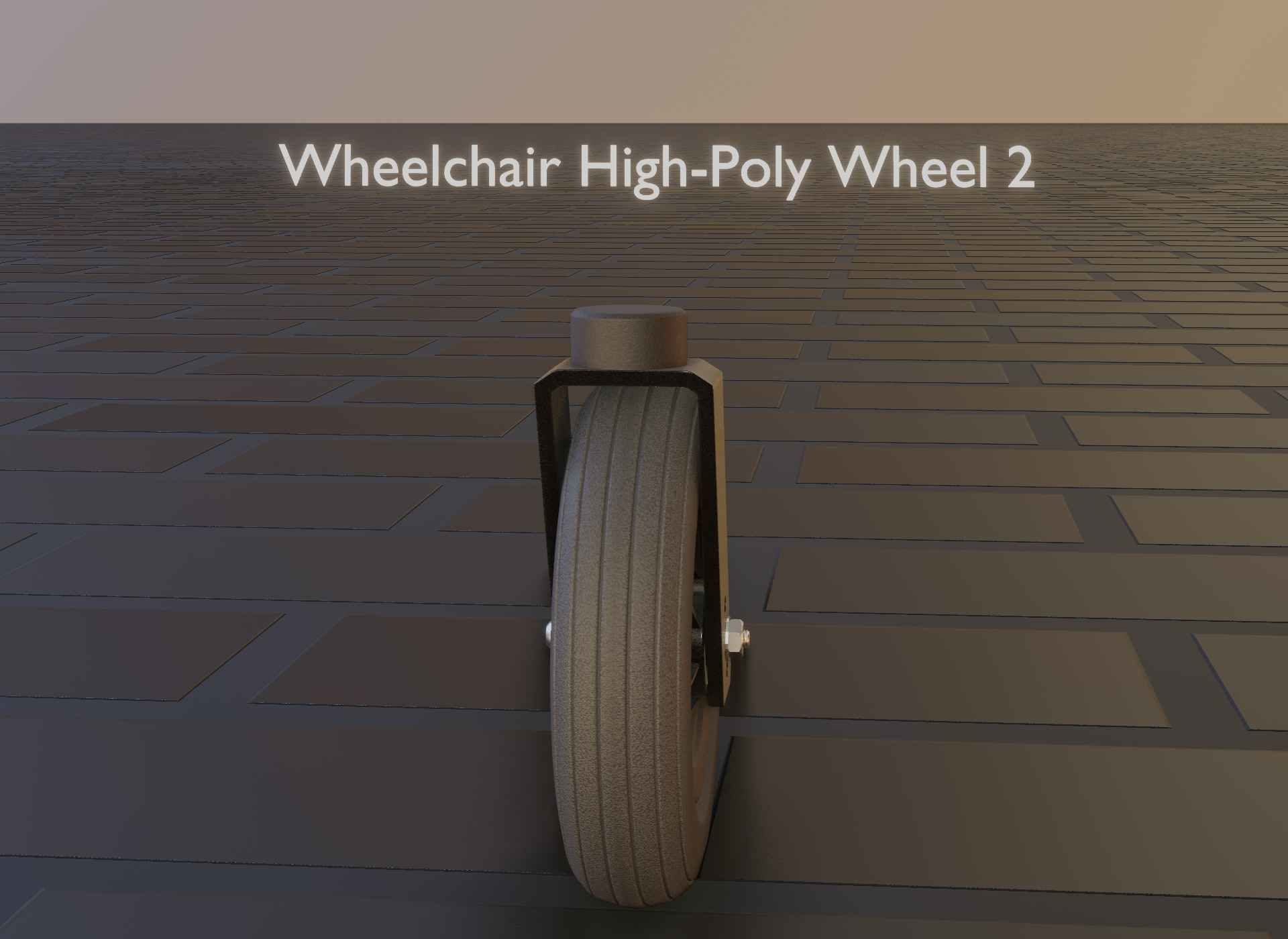 Wheelchair small front wheel 2 with procedural PBR material 3D model_28