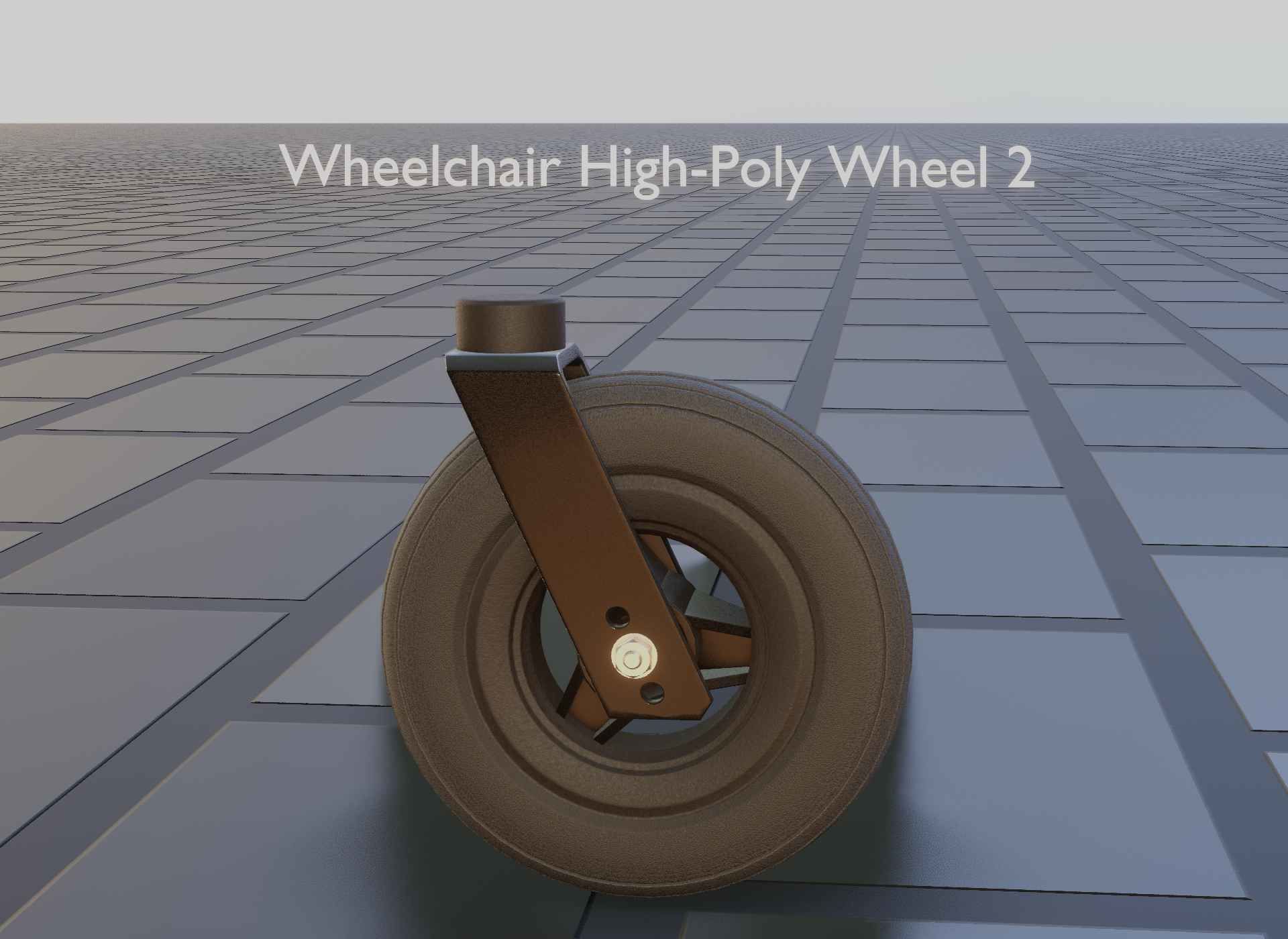 Wheelchair small front wheel 2 with procedural PBR material 3D model_50
