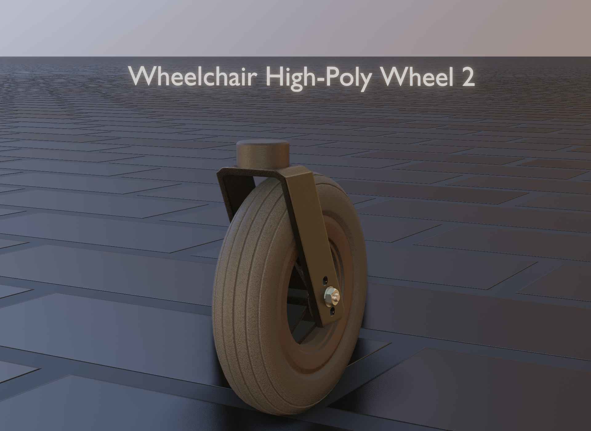 Wheelchair small front wheel 2 with procedural PBR material 3D model_36