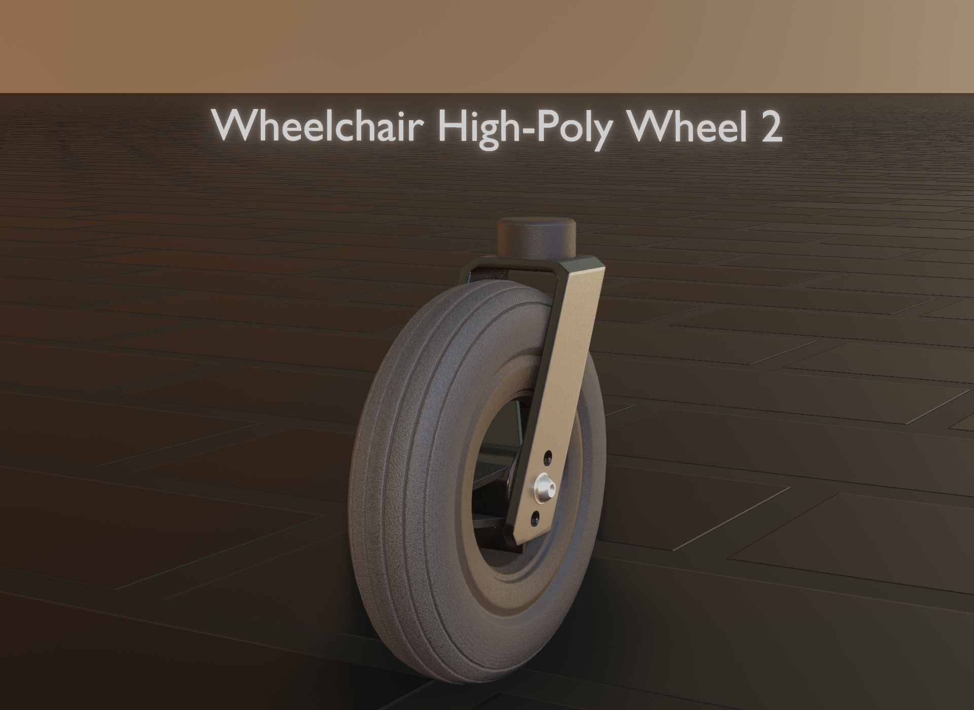 Wheelchair small front wheel 2 with procedural PBR material 3D model_105
