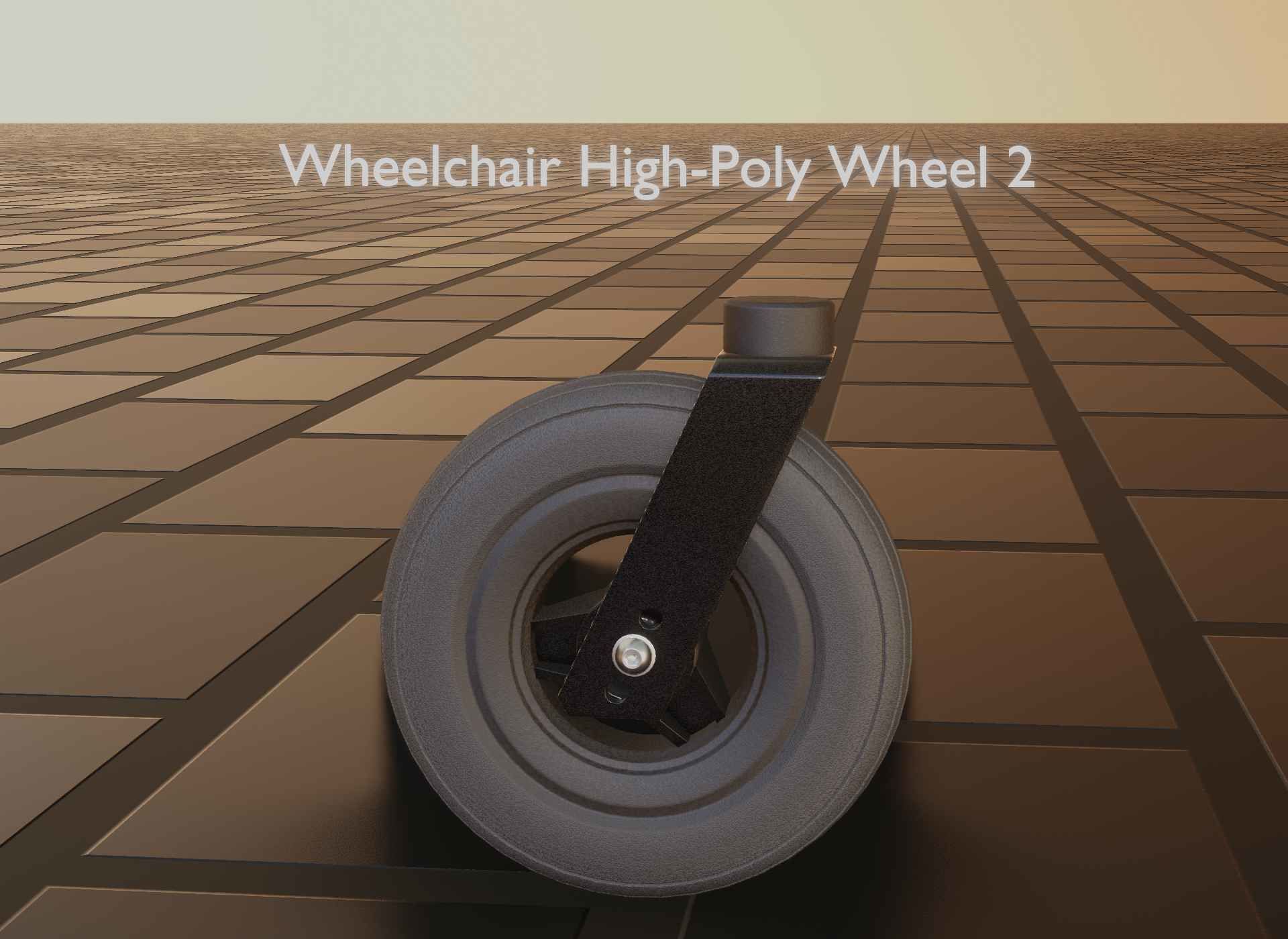 Wheelchair small front wheel 2 with procedural PBR material 3D model_60