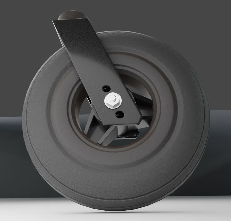 Wheelchair small front wheel 2 with procedural PBR material 3D model_5