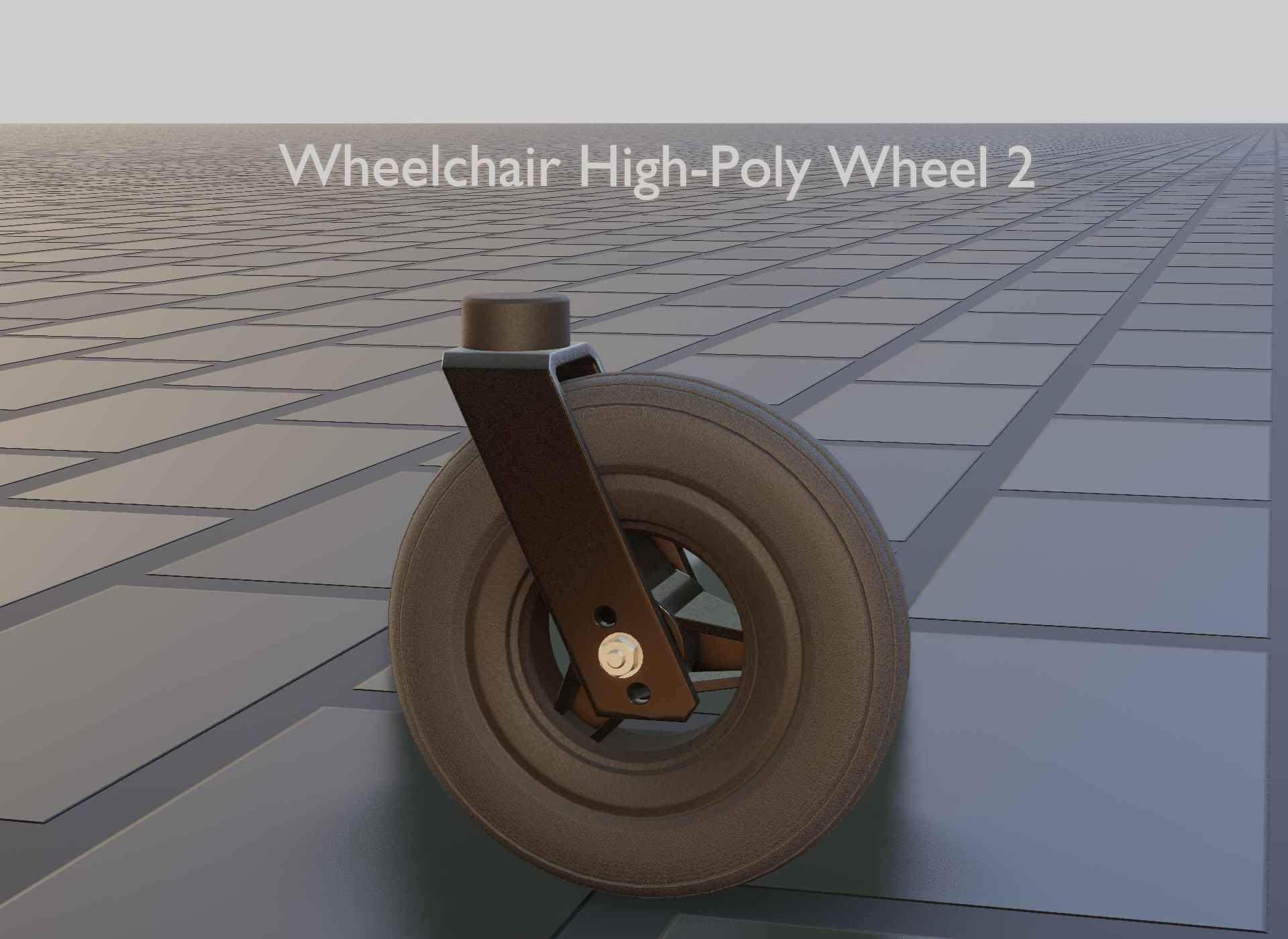 Wheelchair small front wheel 2 with procedural PBR material 3D model_41