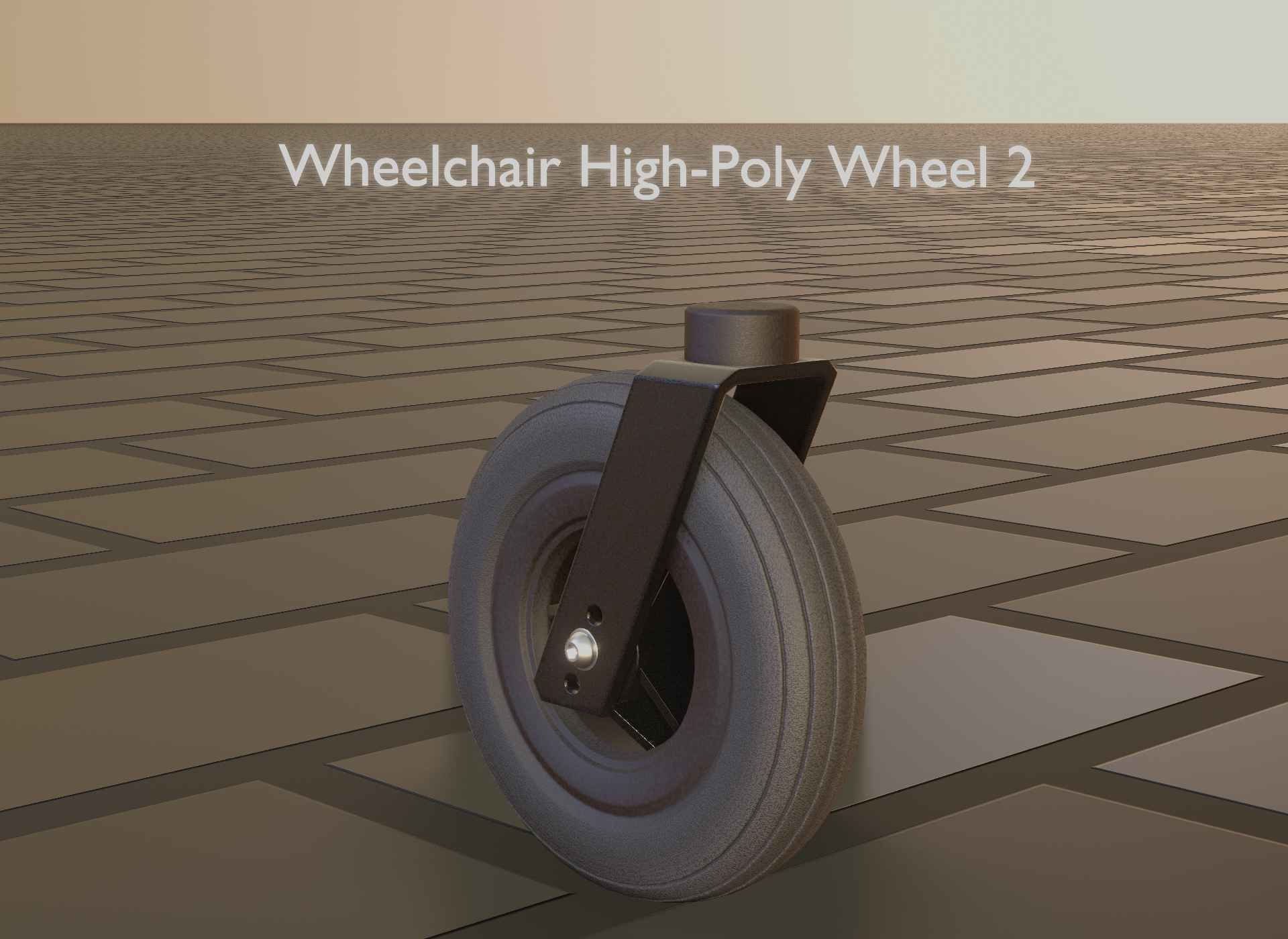 Wheelchair small front wheel 2 with procedural PBR material 3D model_71