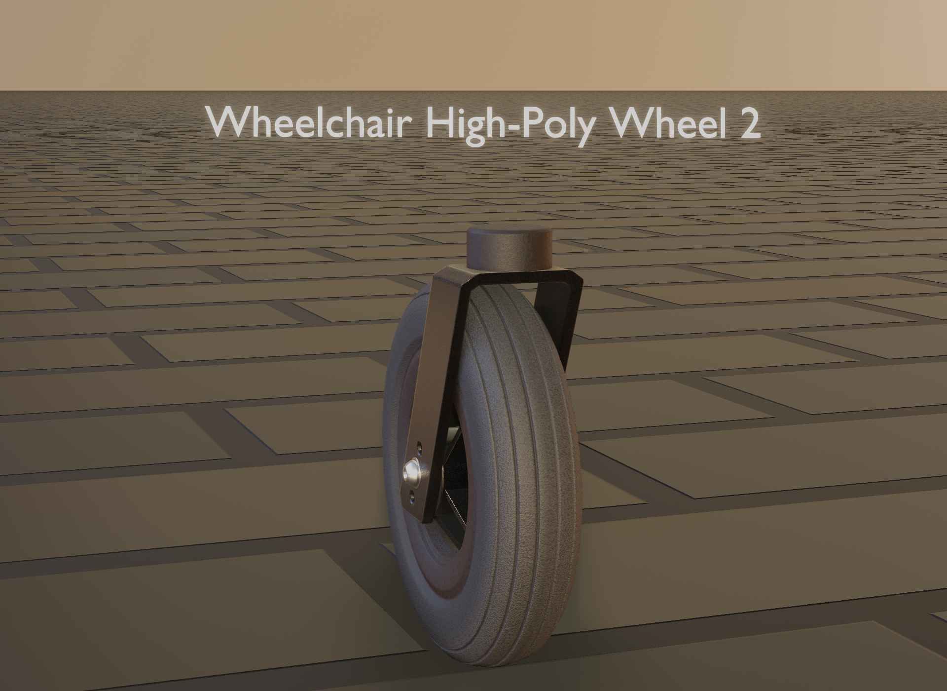 Wheelchair small front wheel 2 with procedural PBR material 3D model_18