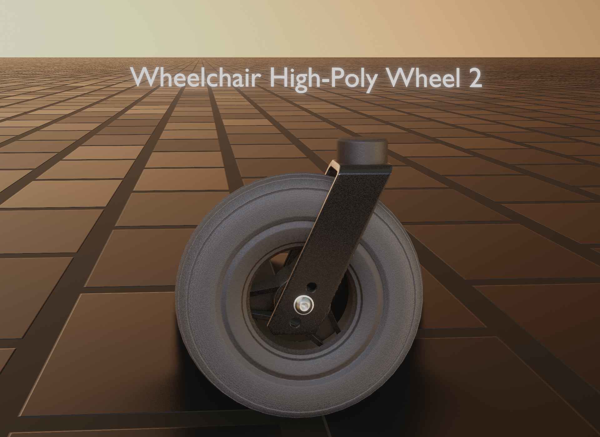 Wheelchair small front wheel 2 with procedural PBR material 3D model_126