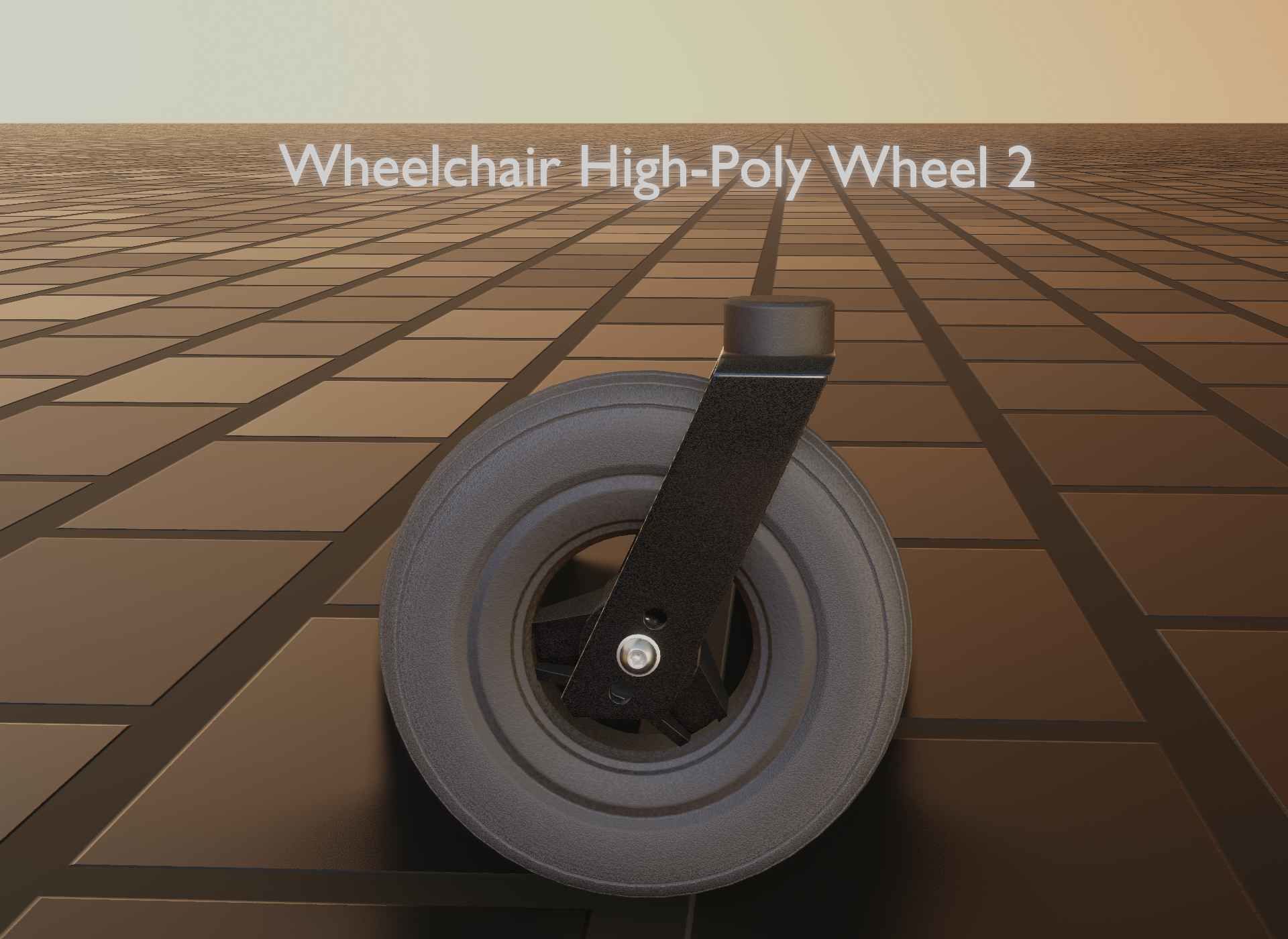 Wheelchair small front wheel 2 with procedural PBR material 3D model_77